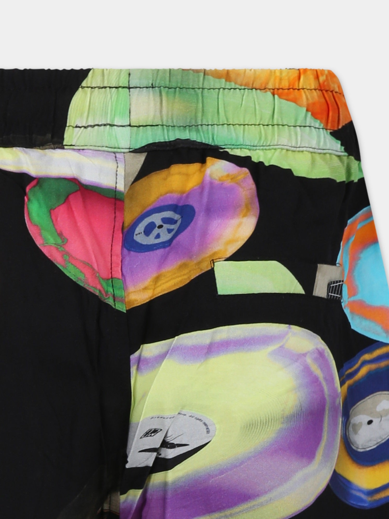 Shorts neri per bambino con stampa dischi,Molo,1S24H110 8909