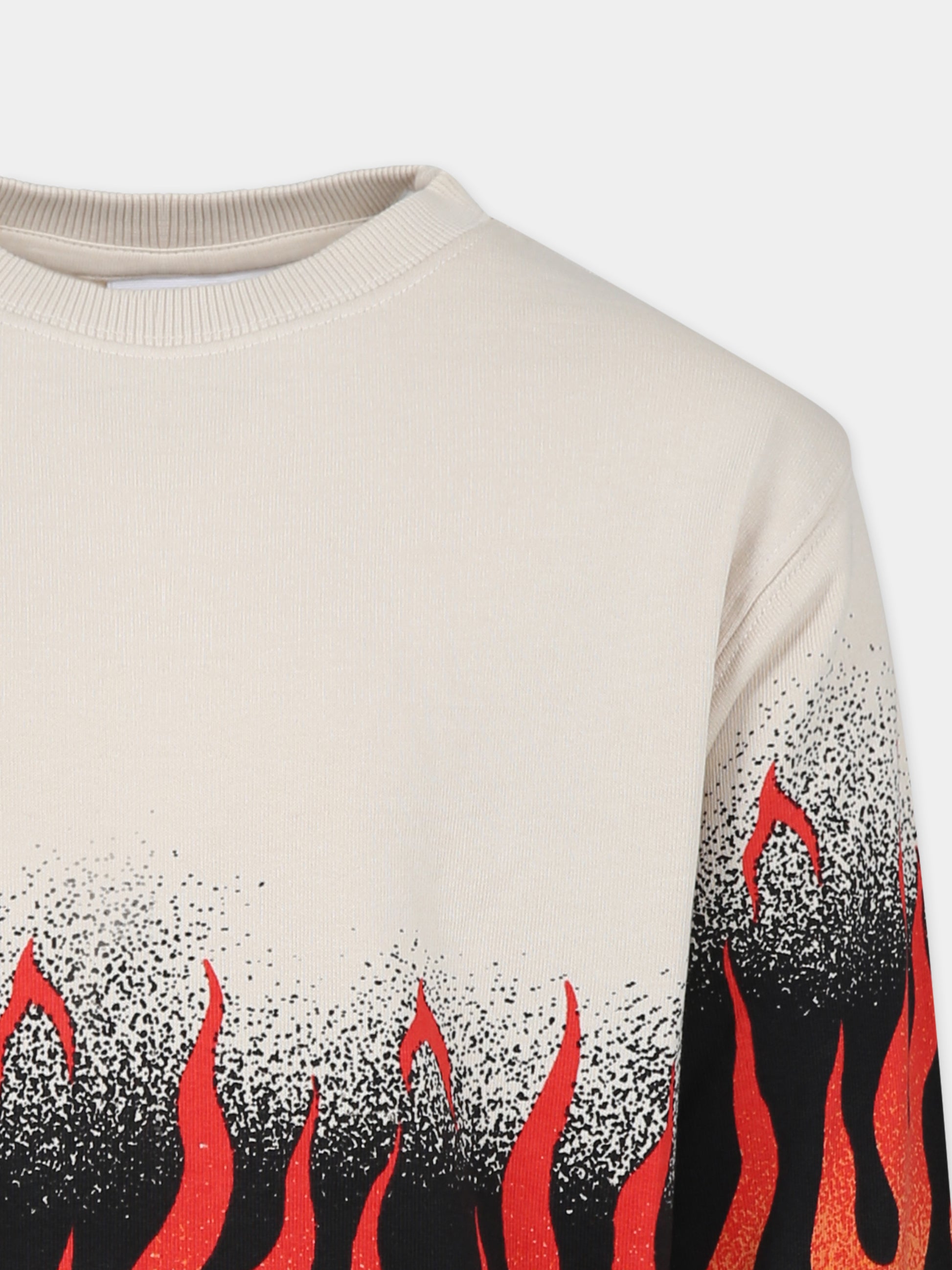 Felpa avorio per bambino con stampa fiamme,Molo,1S24J202 3457