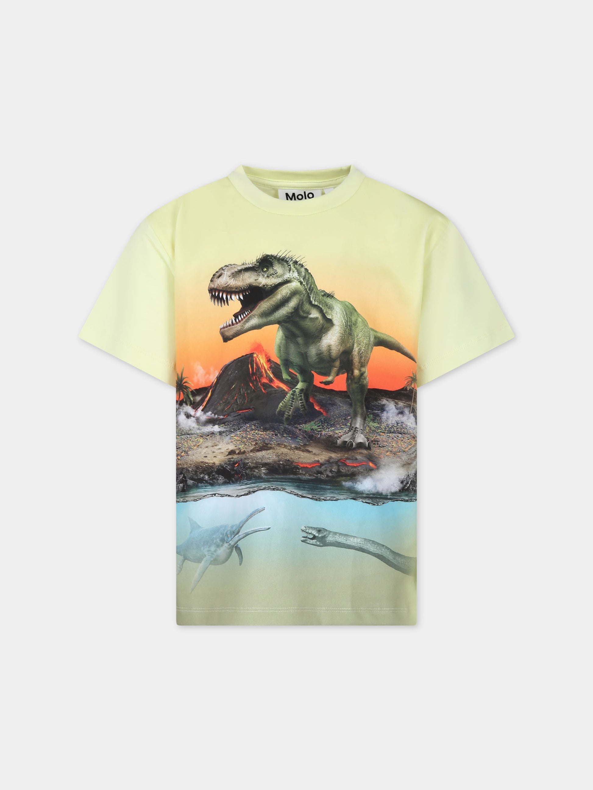 T-shirt giallo per bambino con stampa dinosauro,Molo,1S24A210 3533