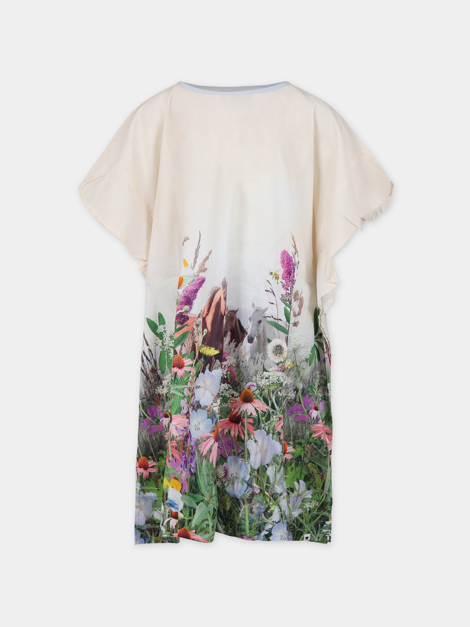 Copricostume avorio per bambina con cavalli e fiori,Molo,2S24E102 3405