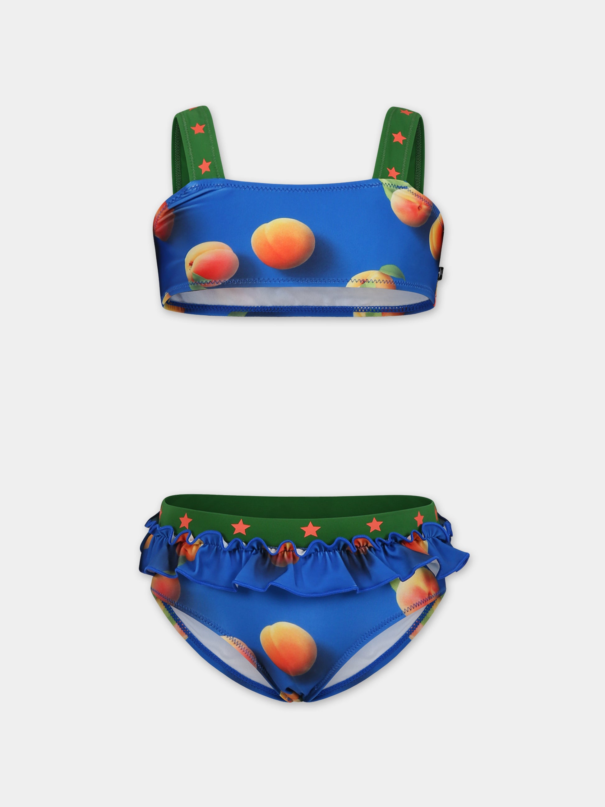 Bikini blu per bambina con stampa albicocca,Molo,8S24P101 6989