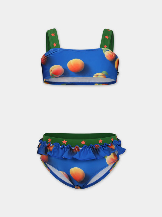 Bikini blu per bambina con stampa albicocca,Molo,8S24P101 6989