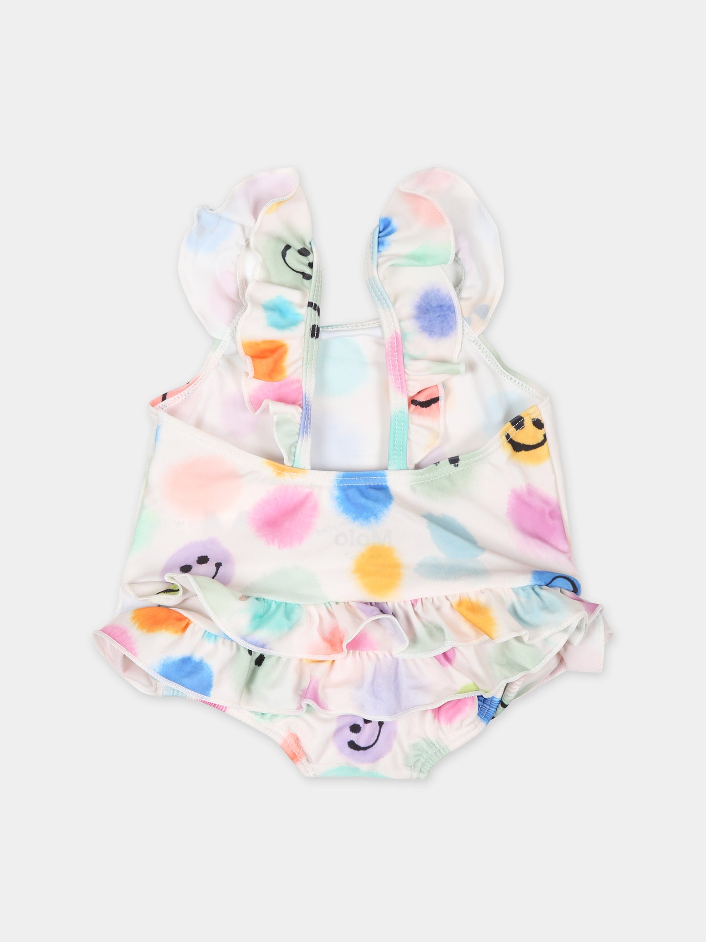 Costume bianco per neonata con pois e smile,Molo,8S24P605 6990