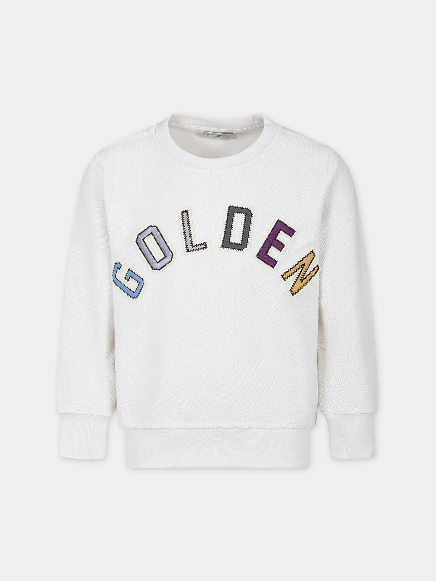 Felpa avorio per bambini con logo,Golden Goose,GKP01402 P001540 11788