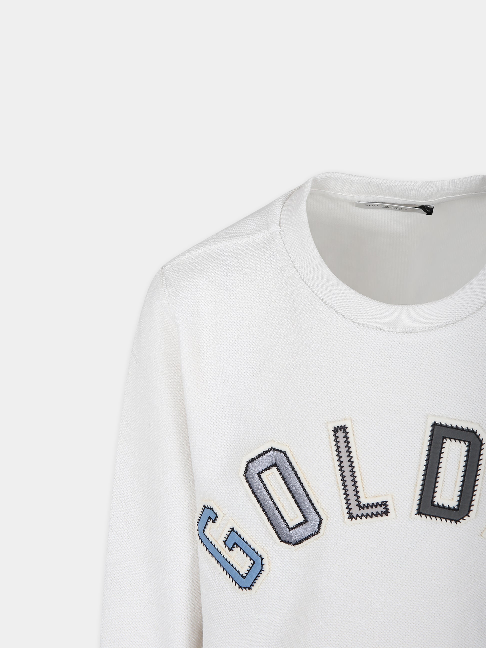 Felpa avorio per bambini con logo,Golden Goose,GKP01402 P001540 11788