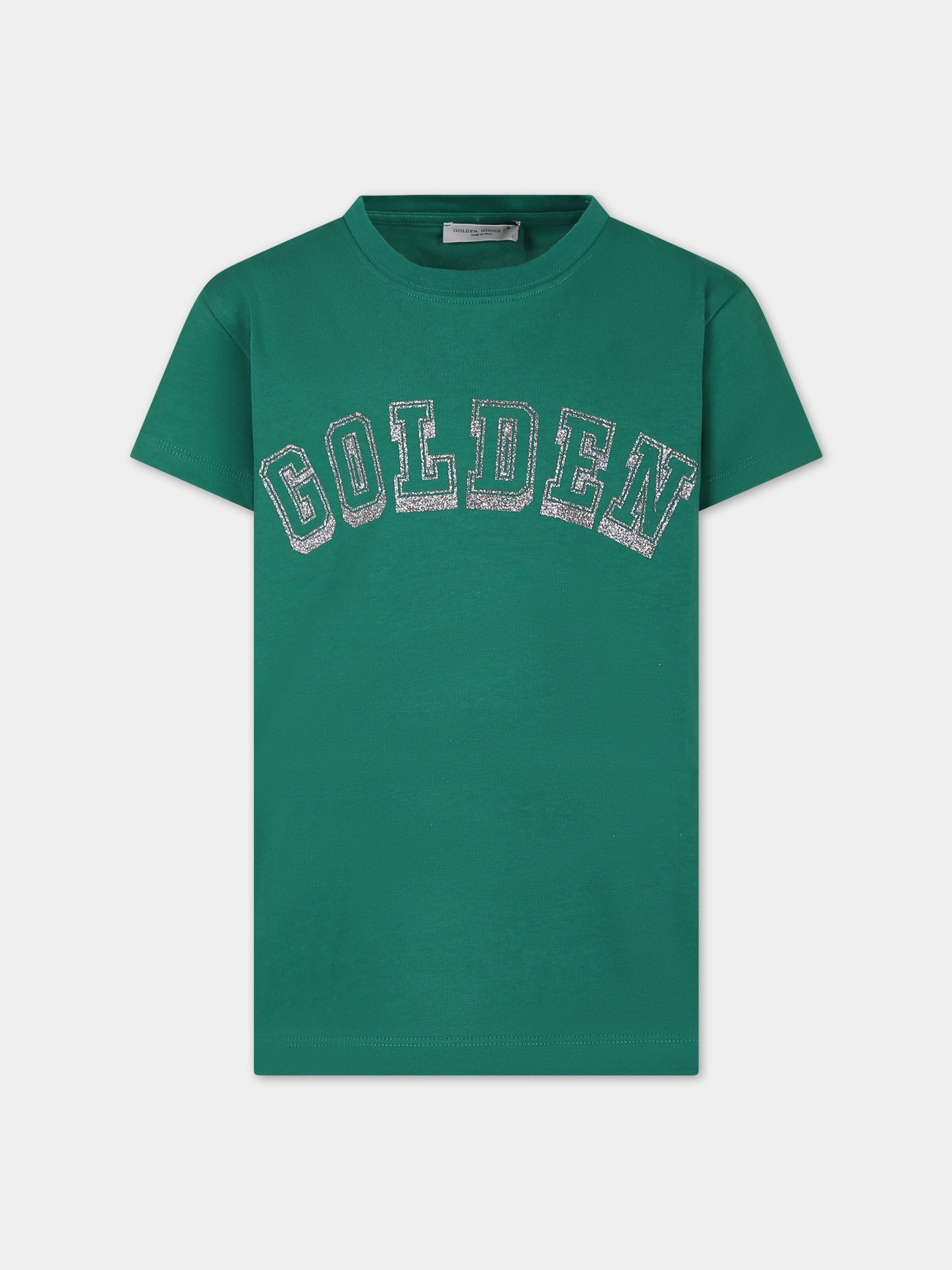 T-shirt verde per bambini con logo,Golden Goose,GYP01390 P001501 35885