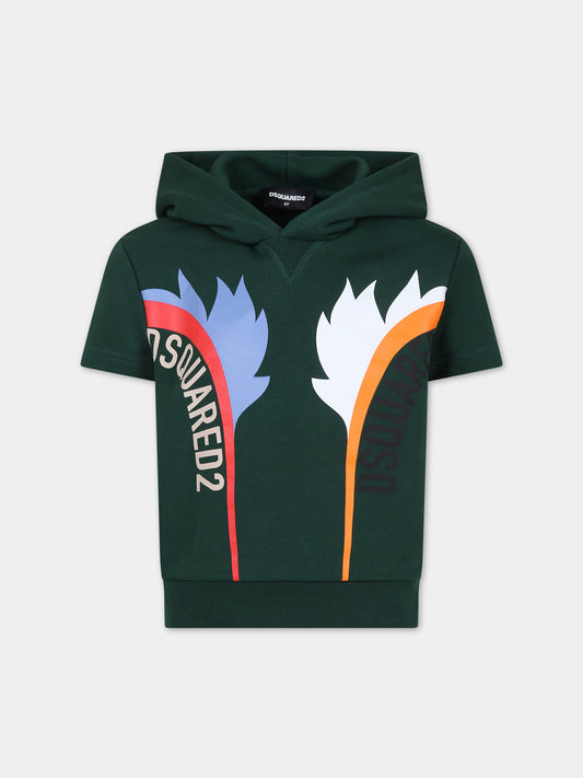 Felpa verde per bambino con logo,Dsquared2,DQ2172 D009B D2S792U DQ522