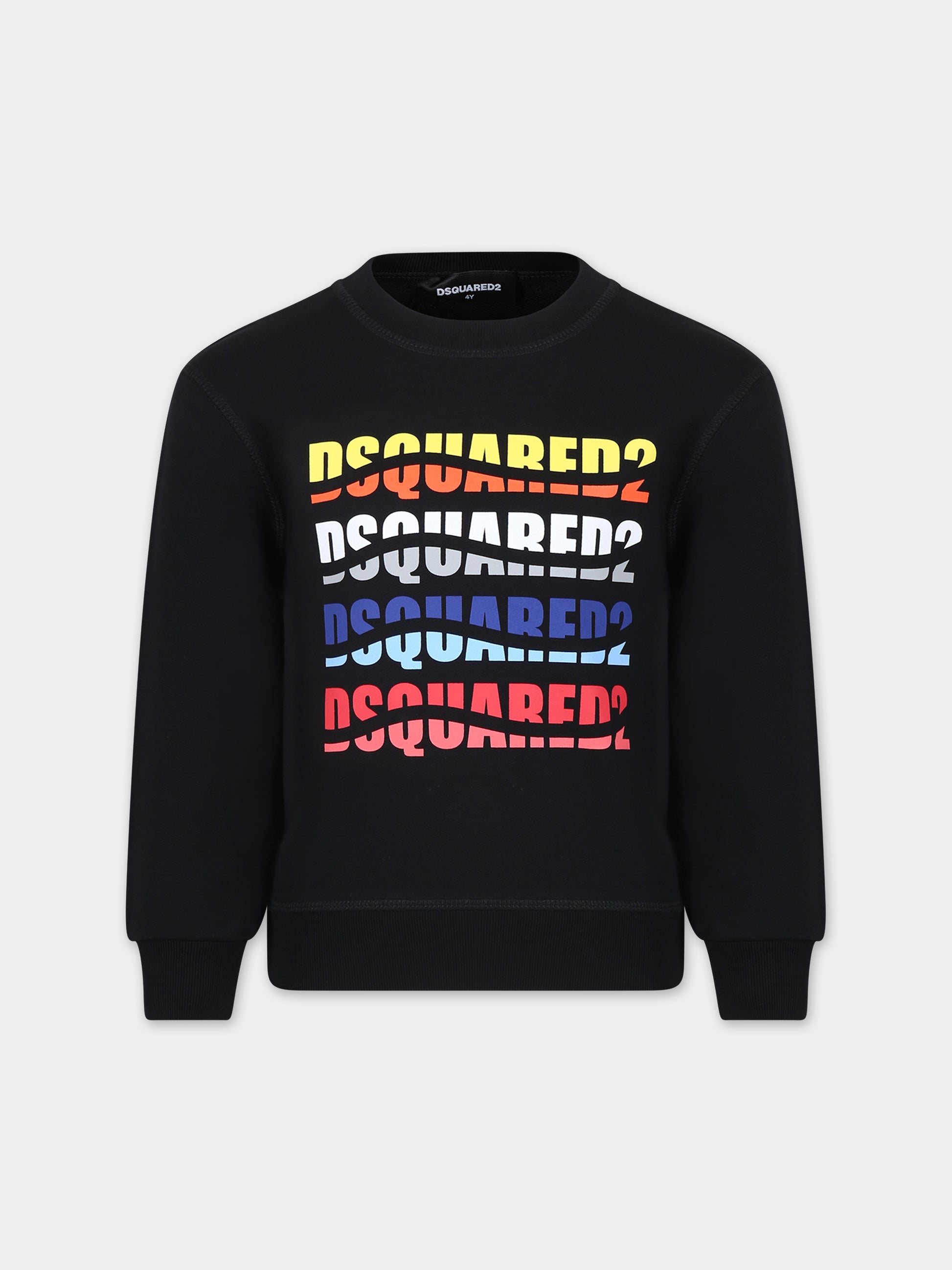 Felpa nera per bambino con logo,Dsquared2,DQ2103 D0A2F D2S776U DQ900