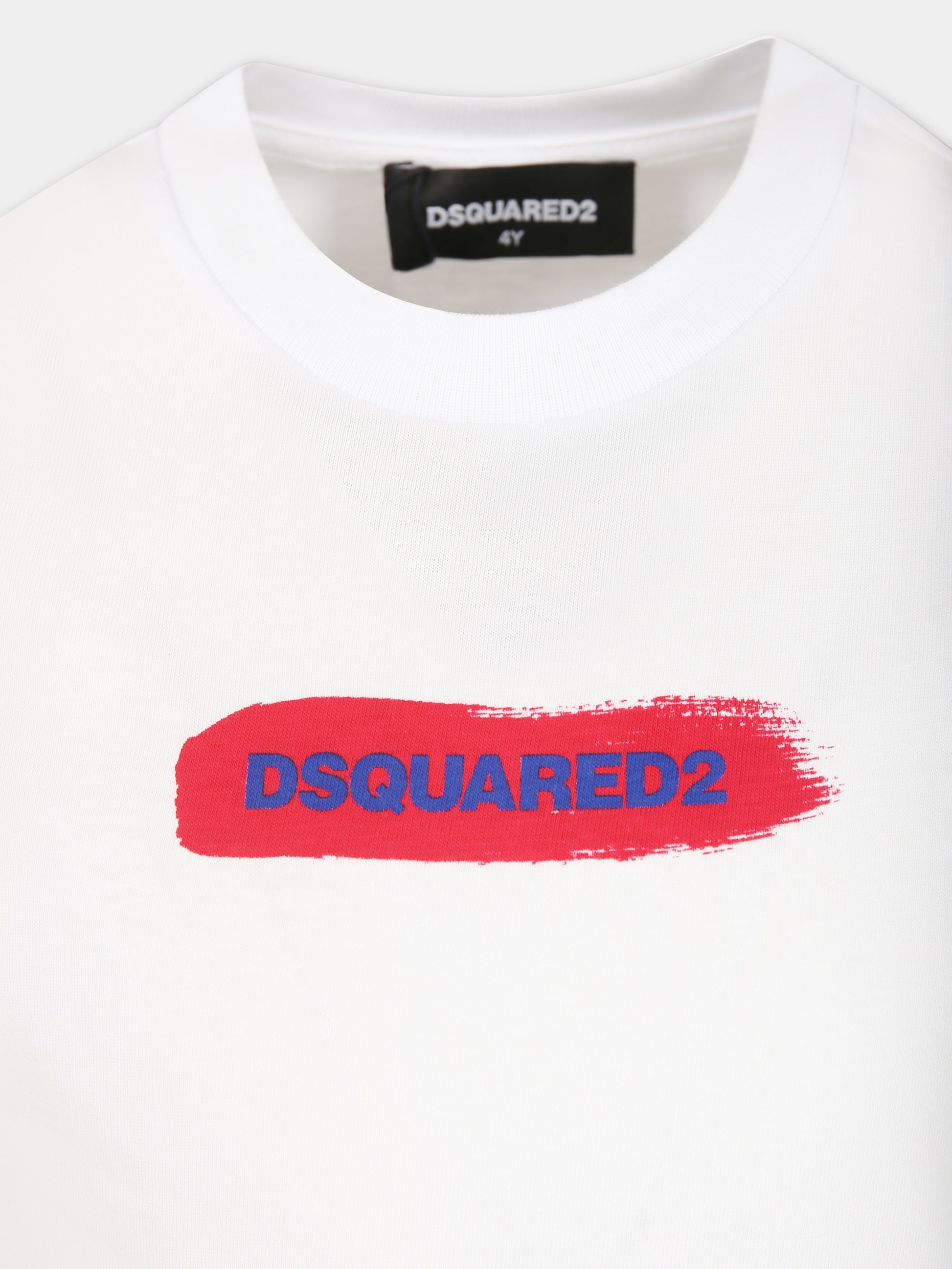 T-shirt bianca per bambino con logo,Dsquared2,DQ2095 D004G D2T1015U DQ100