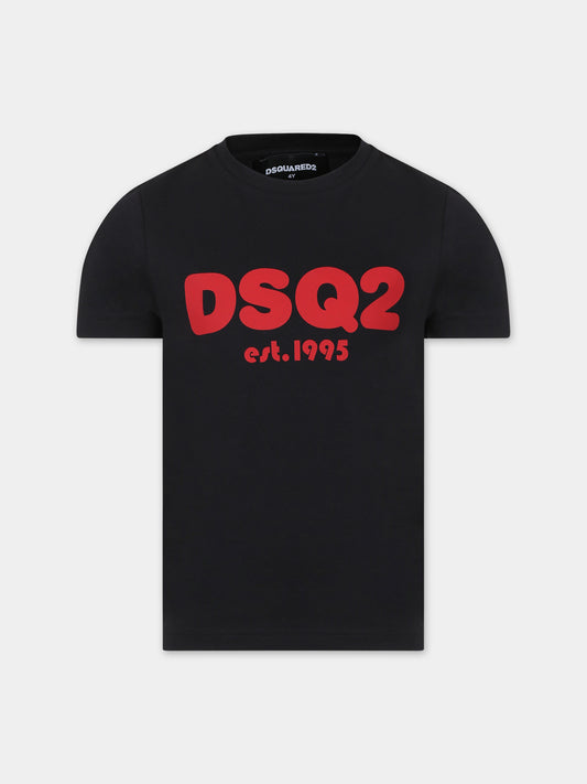 T-shirt nera per bambino con logo,Dsquared2,DQ2101 D00MV D2T1019U DQ900