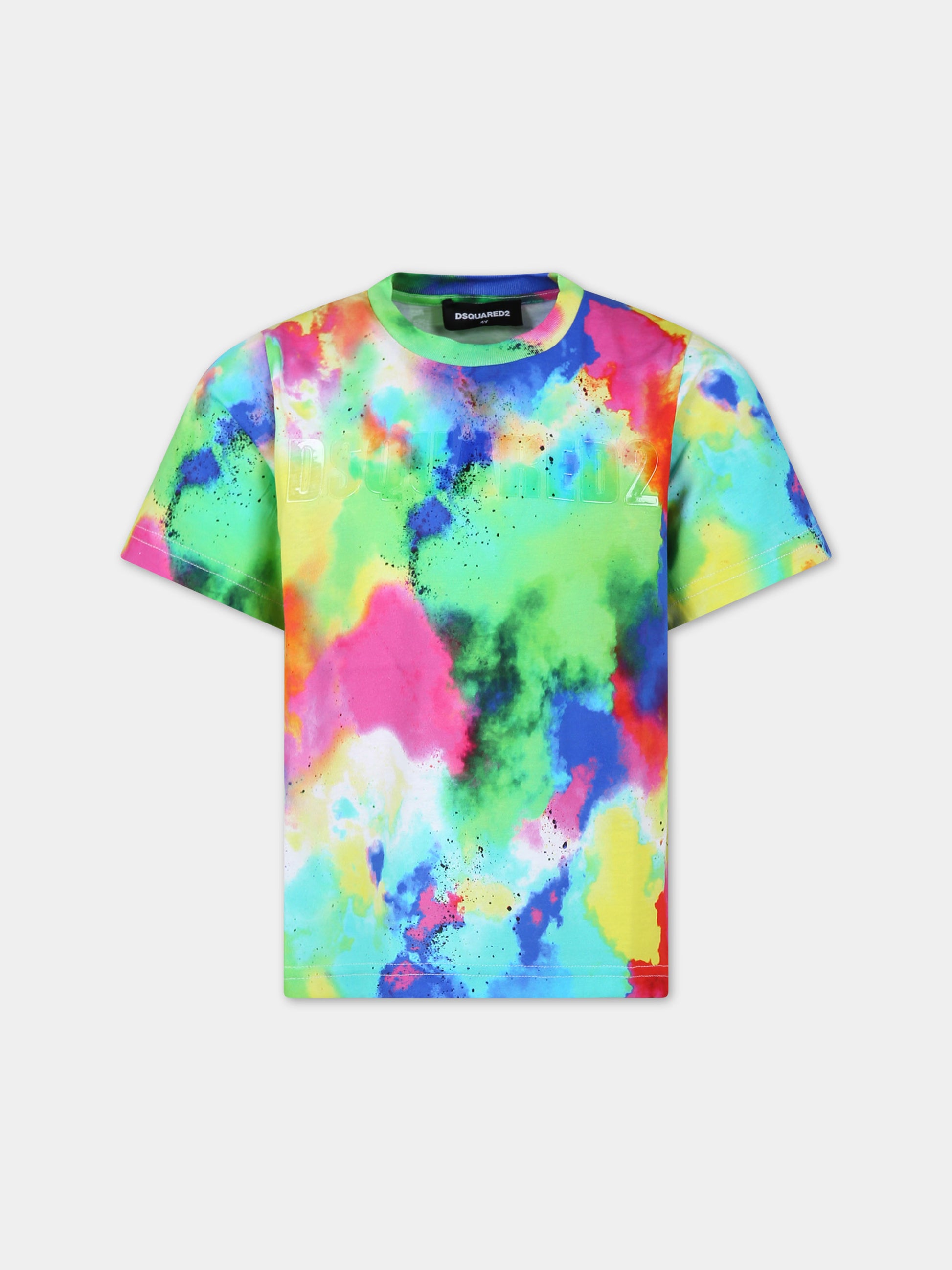 T-shirt multicolor per bambino con stampa tie & dye,Dsquared2,DQ2234 D0A7W D2T1044U DQ003