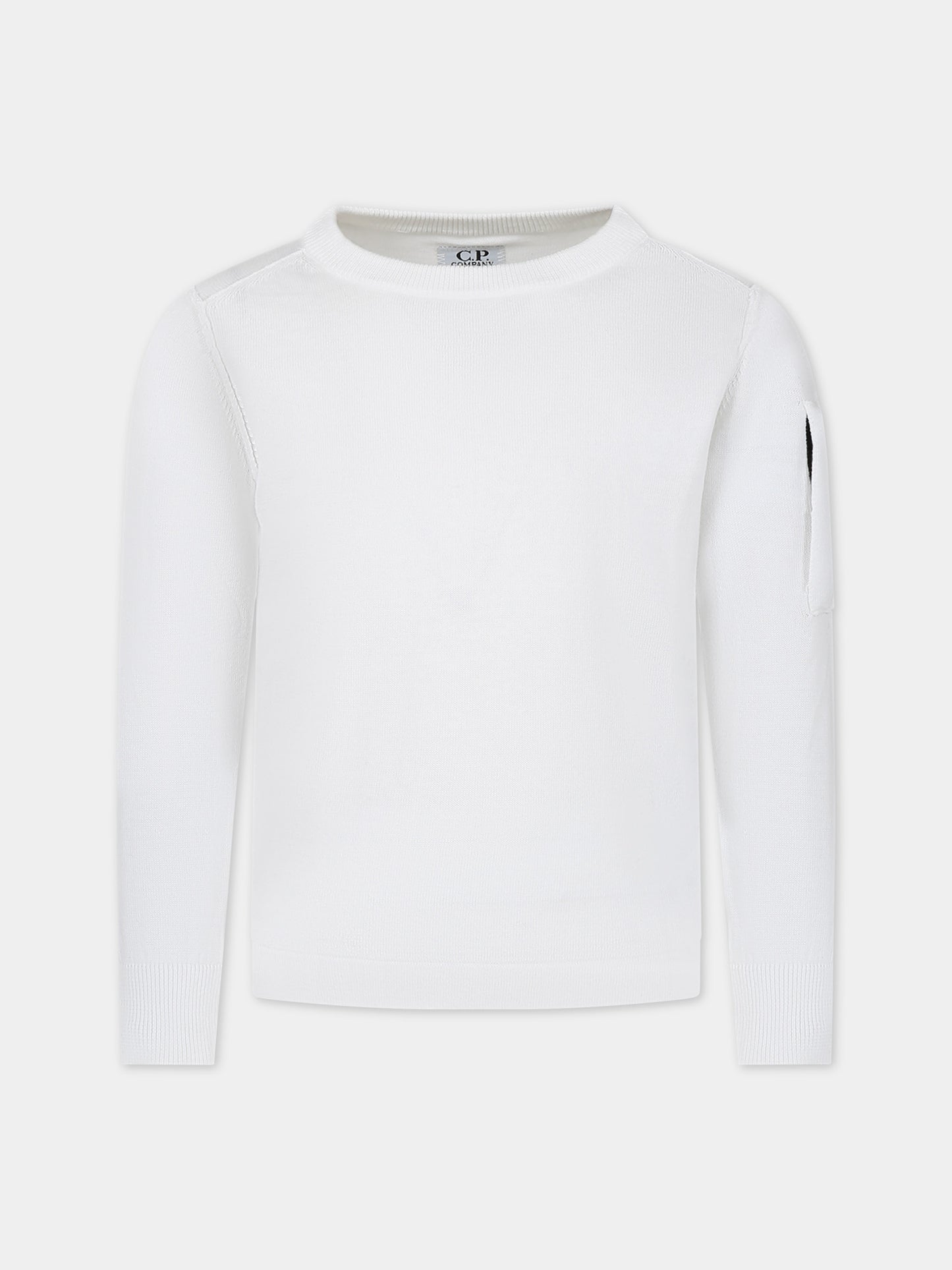 Maglione bianco per bambino con C.P. Company Lens,C. P. Company,CUW002 LHE62 10135