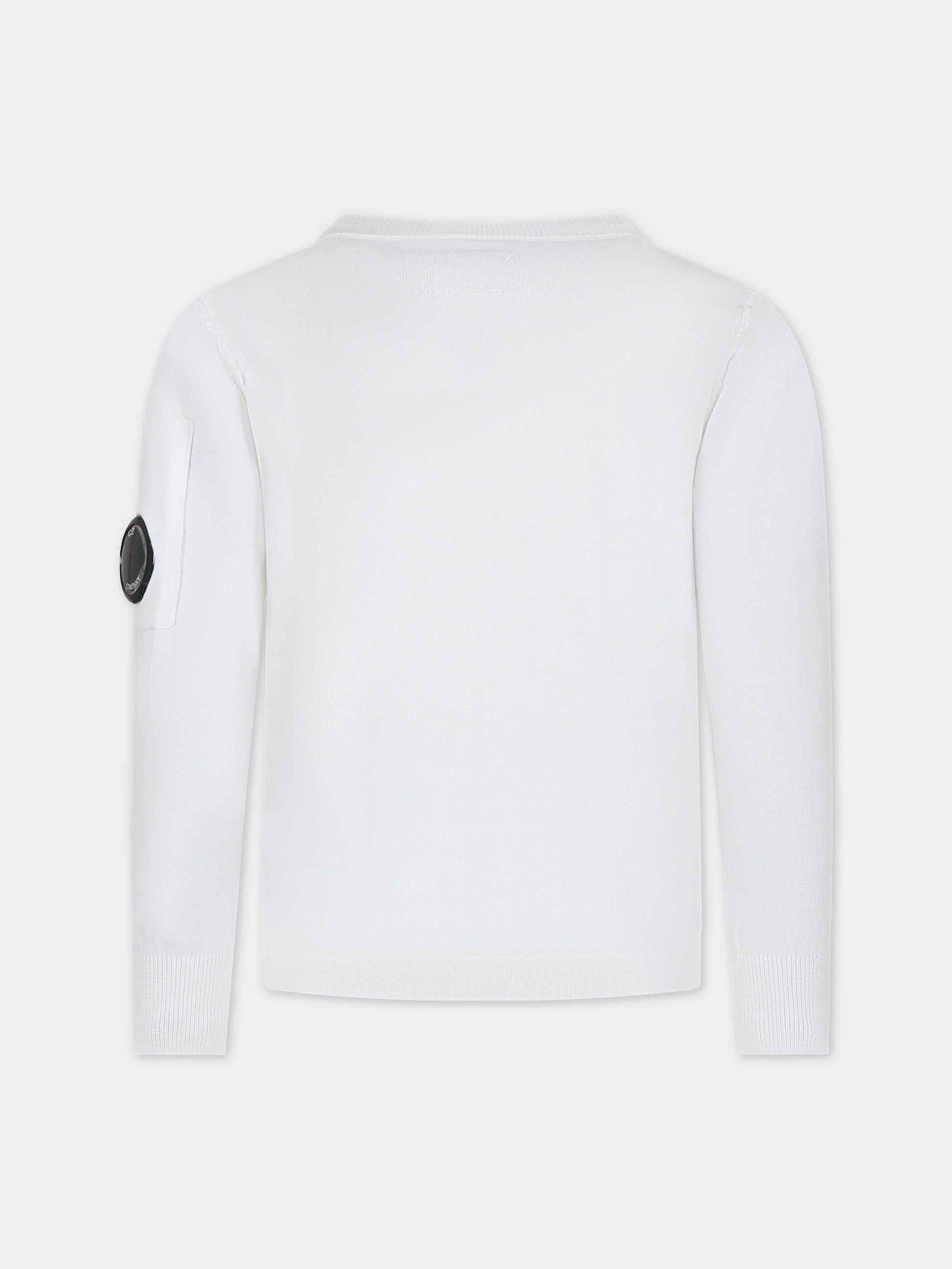 Maglione bianco per bambino con C.P. Company Lens,C. P. Company,CUW002 LHE62 10135