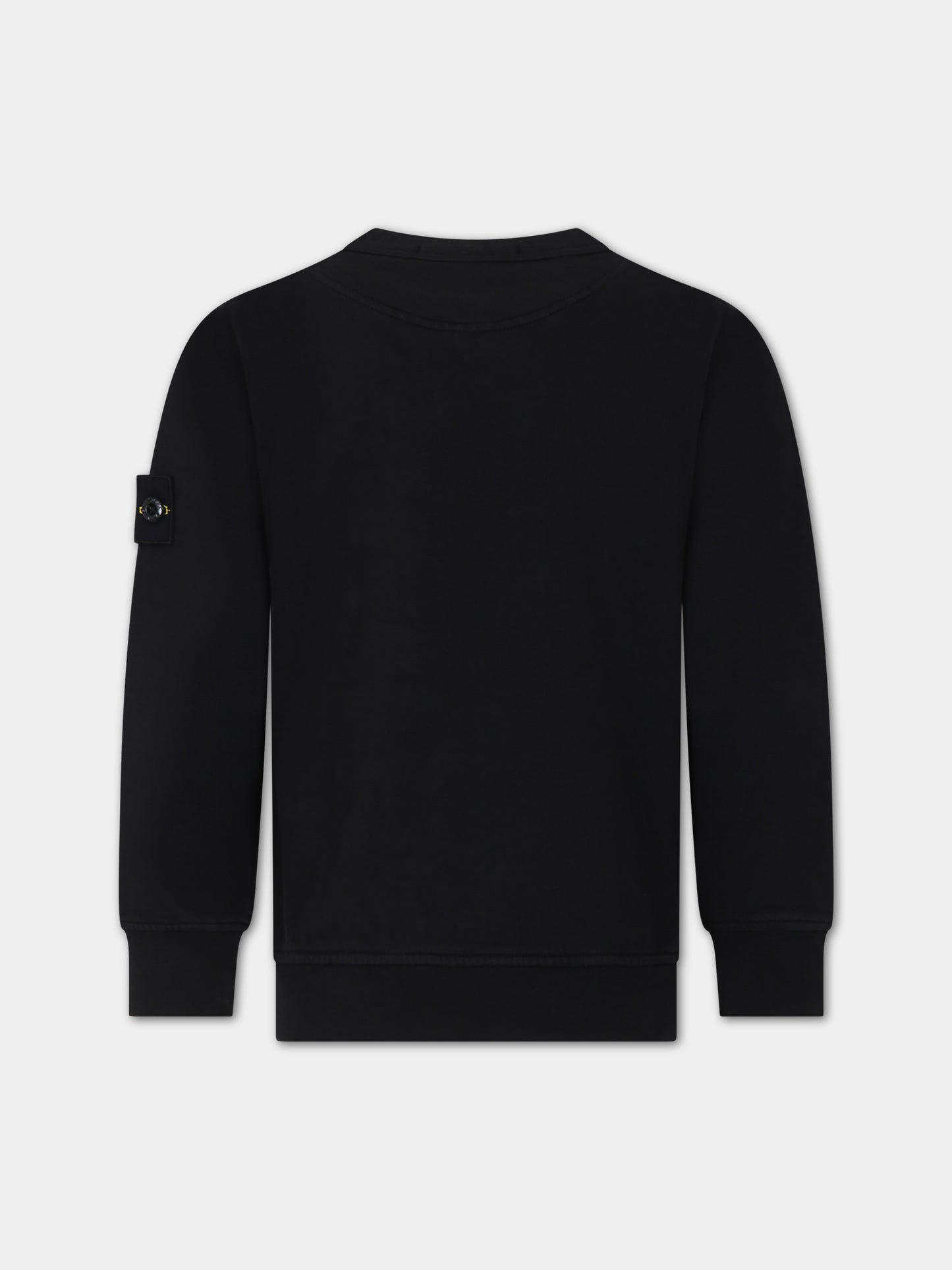 Felpa nera per bambino con logo iconico,Stone Island Junior,801661340 V0029