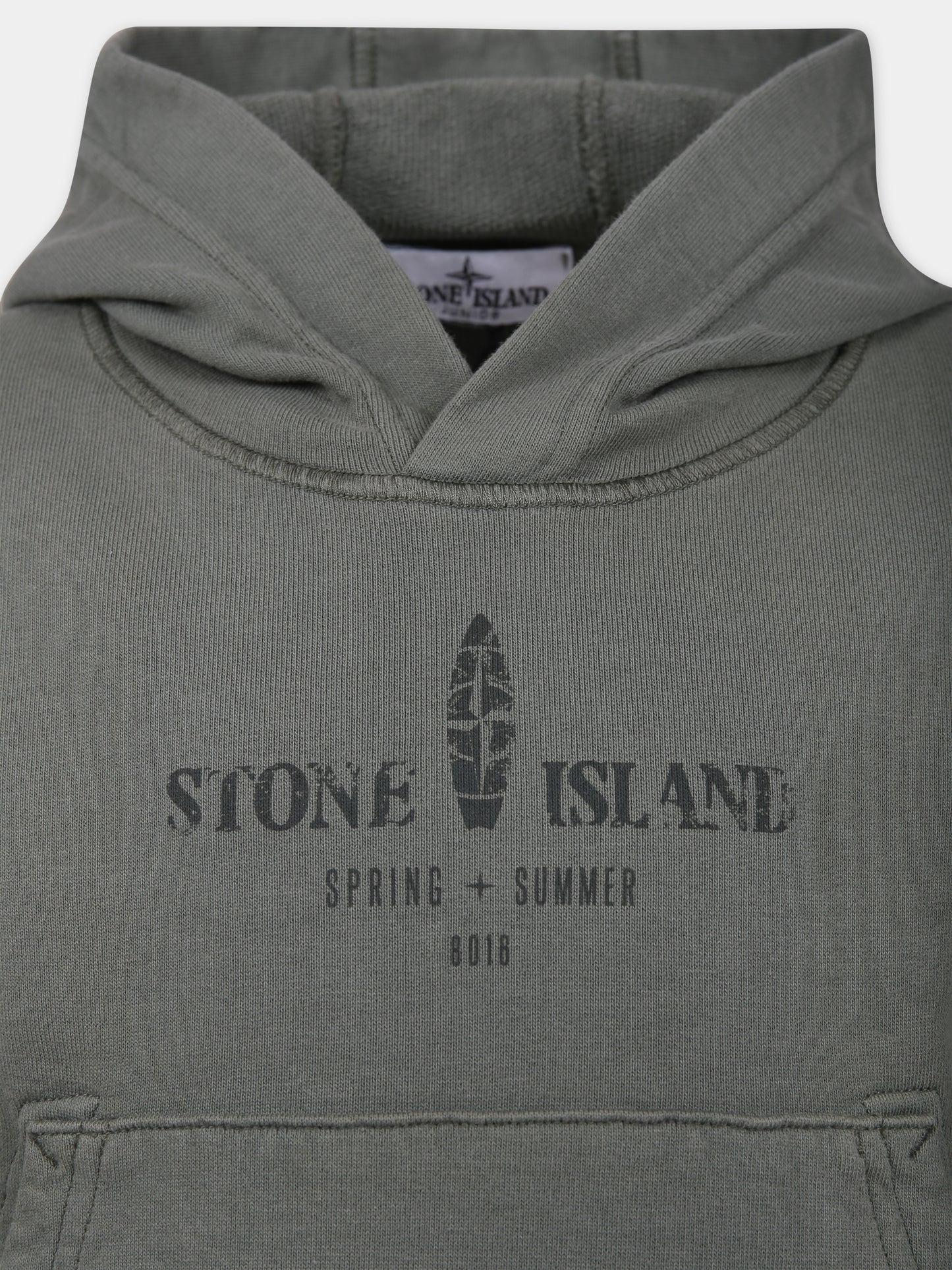 Felpa verde per bambino con stampa logo,Stone Island Junior,801662854 V0058