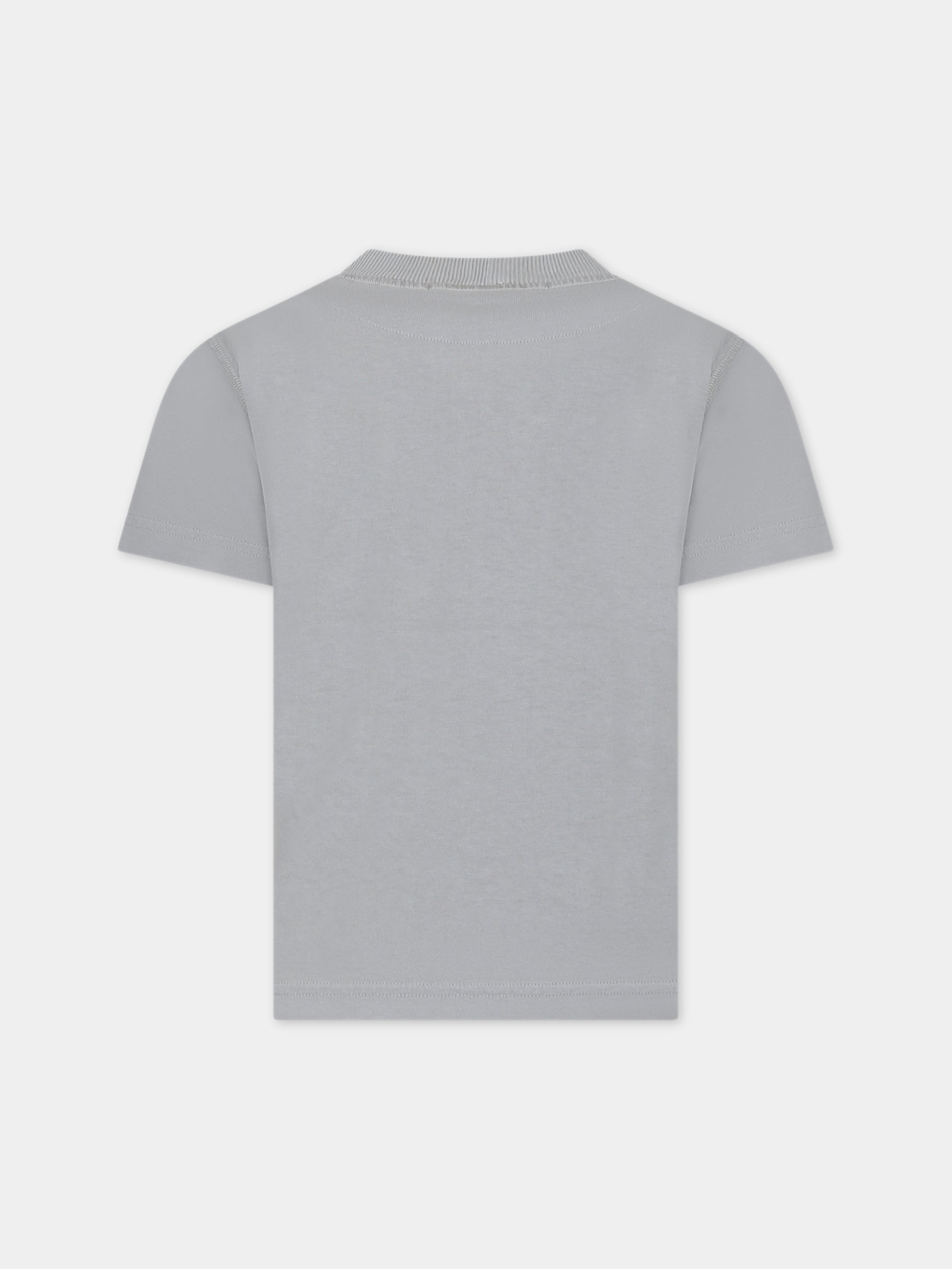 T-shirt grigia per bambino con logo,Stone Island Junior,801620750 V0061
