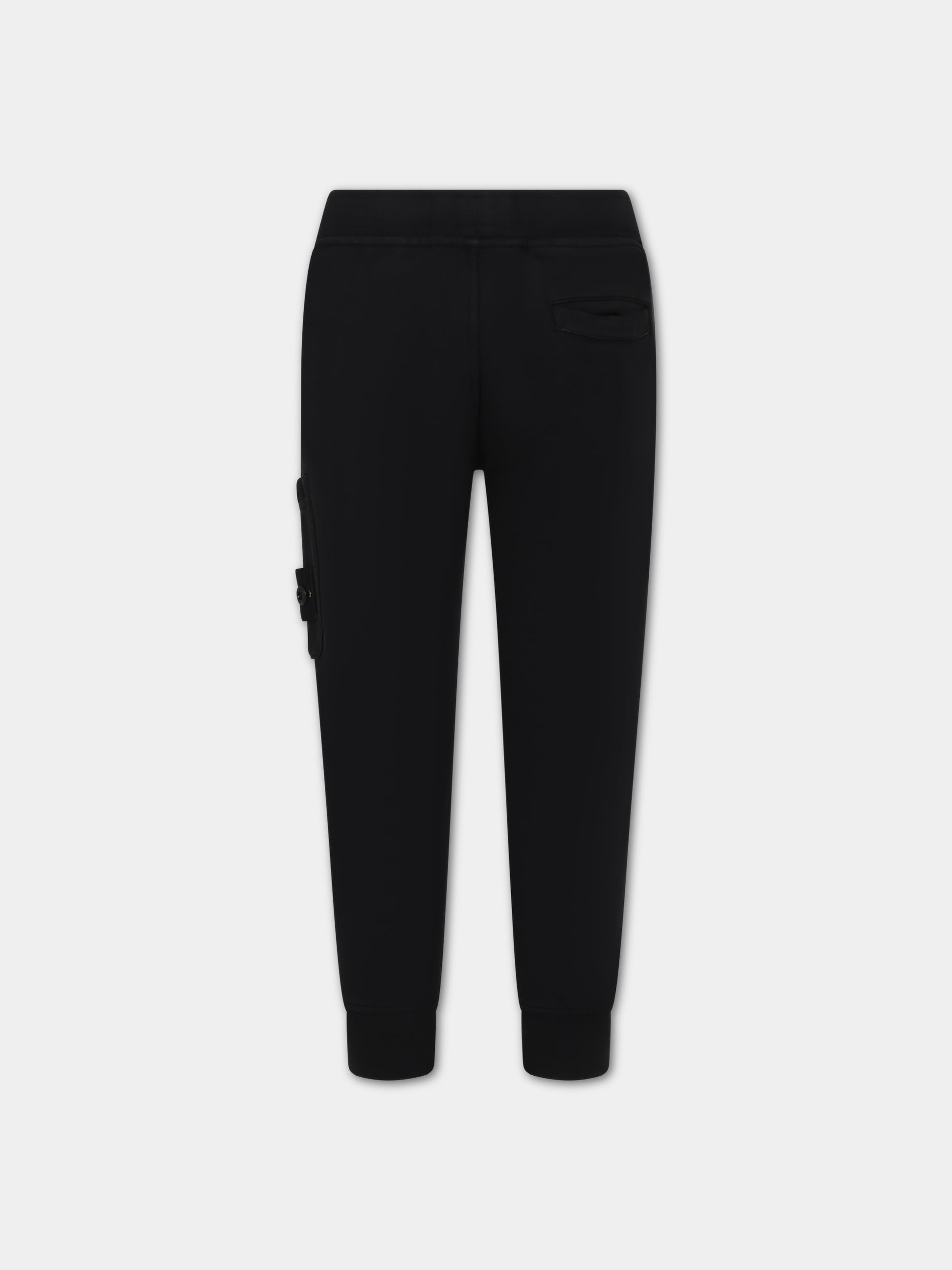 Pantaloni neri per bambino con logo iconico,Stone Island Junior,801661540 V0029