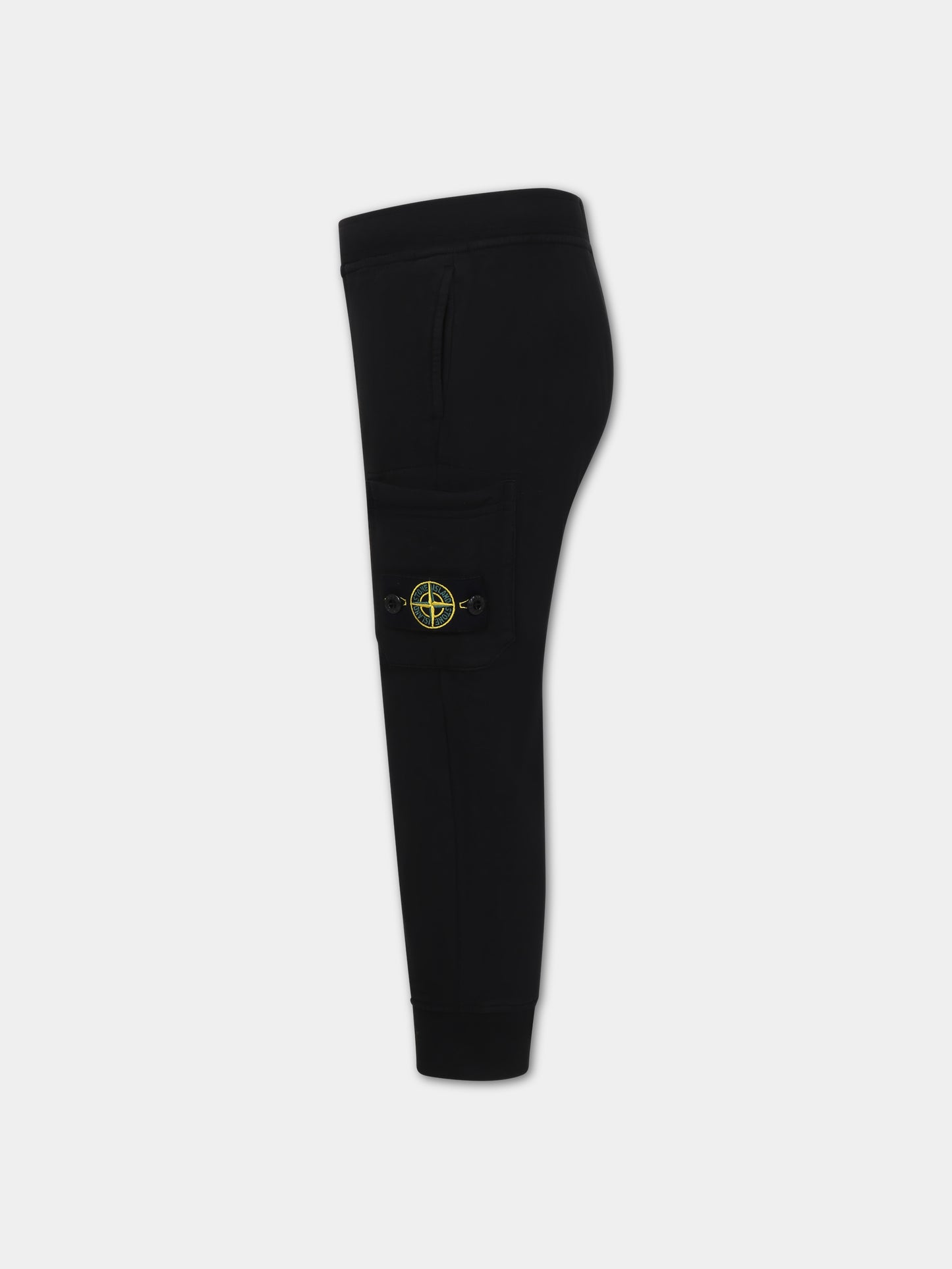 Pantaloni neri per bambino con logo iconico,Stone Island Junior,801661540 V0029