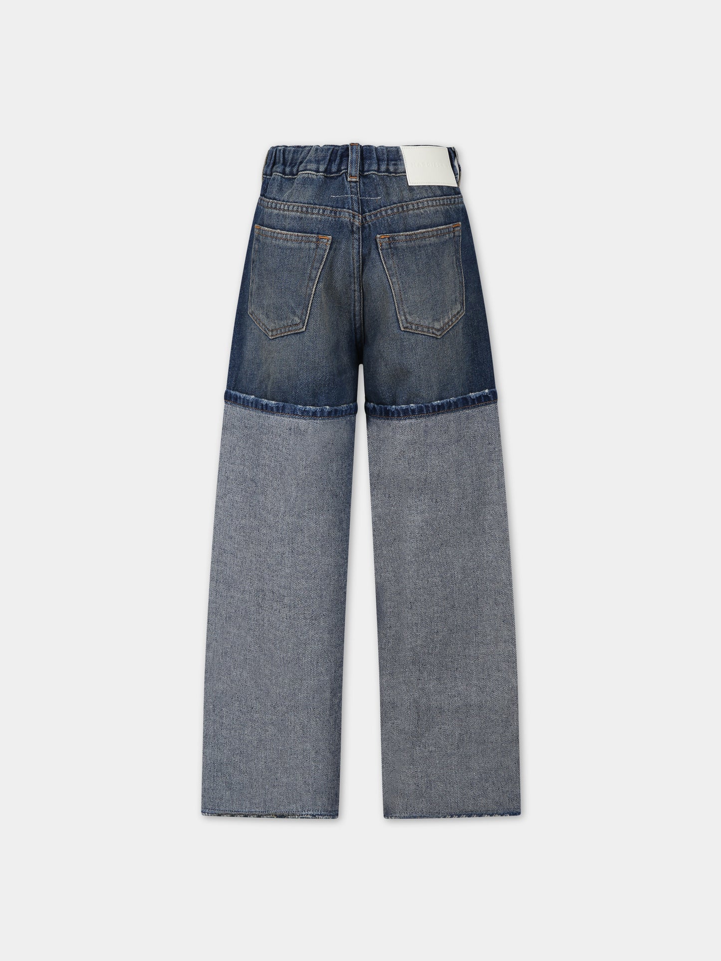 Jeans in denim per bambina con cuciture a contrasto,Mm6 Maison Margiela,M60519 MM02I MM6P114U M601