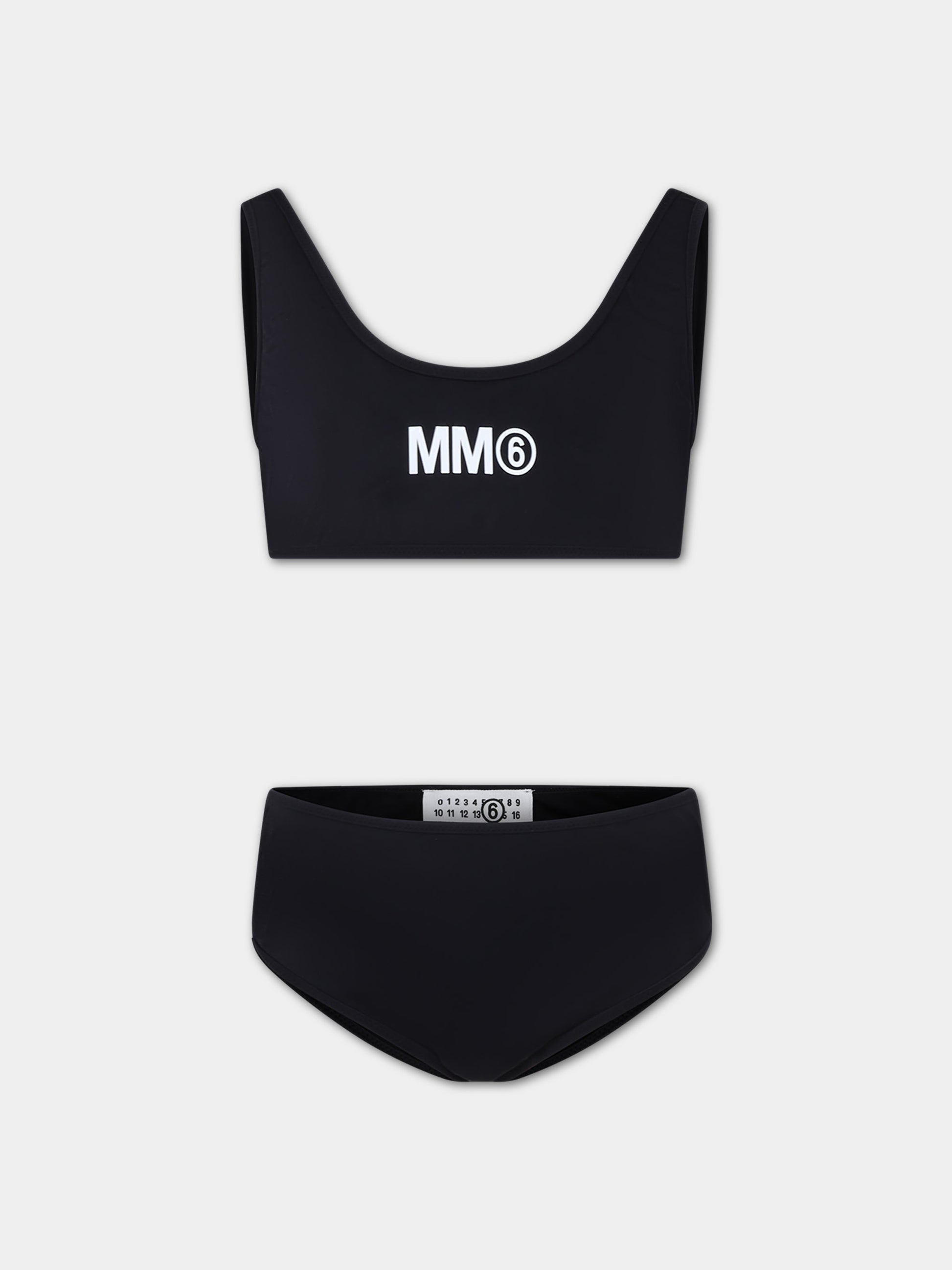 Bikini nero per bambina con logo,Mm6 Maison Margiela,M60569 MM00P MM6M8U M6900