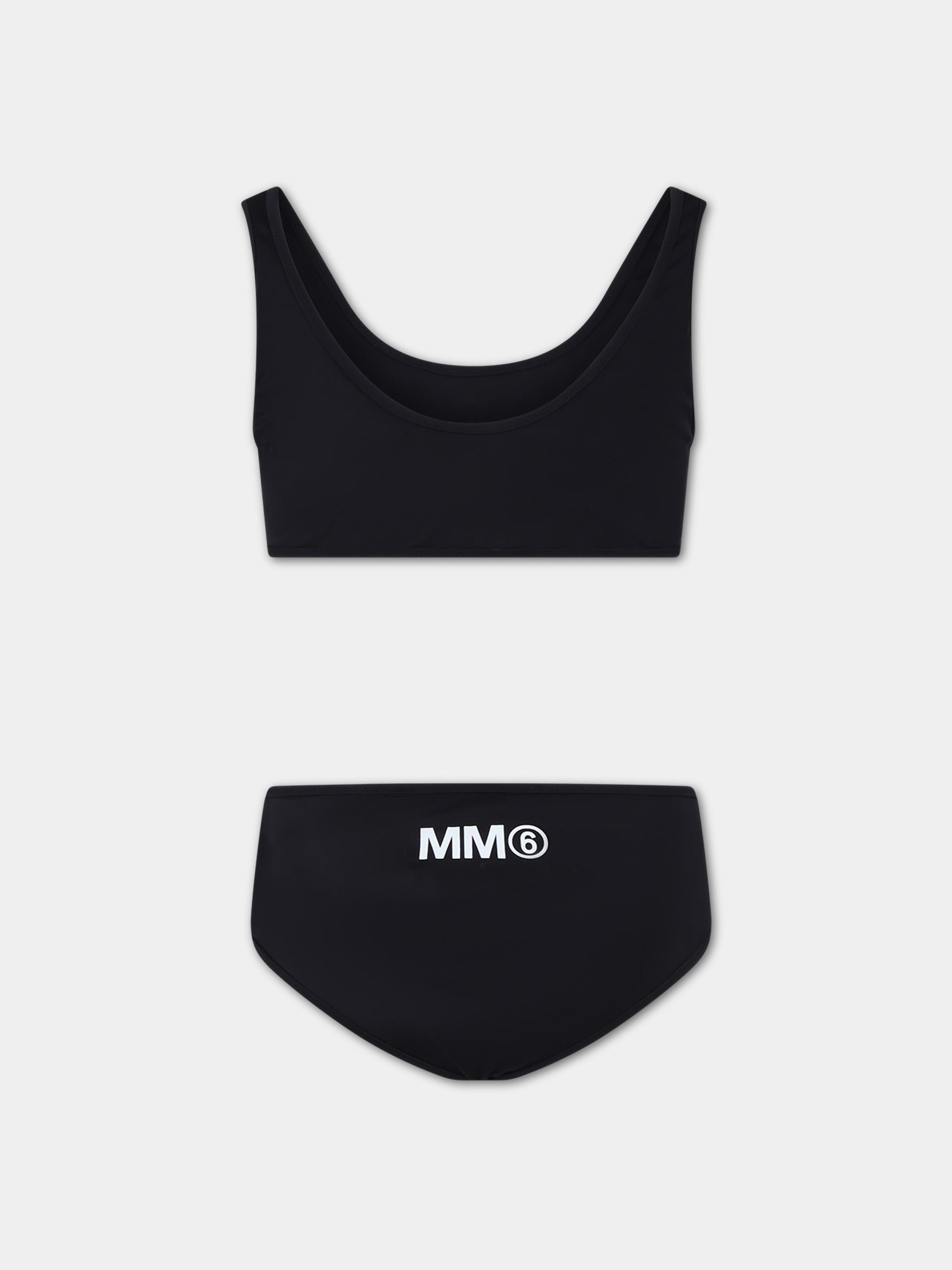 Bikini nero per bambina con logo,Mm6 Maison Margiela,M60569 MM00P MM6M8U M6900