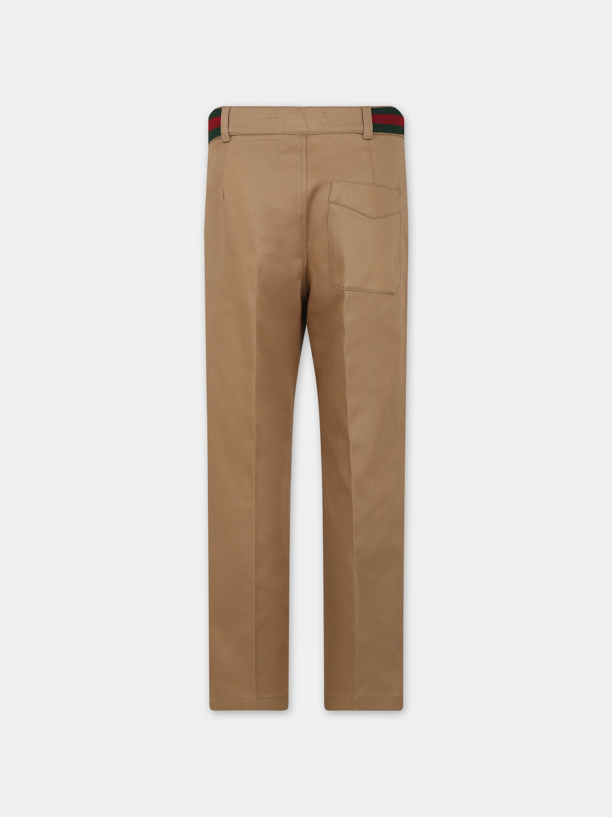 Pantaloni beige per bambino con dettaglio Web,Gucci Kids,737990 XWA0I 9813