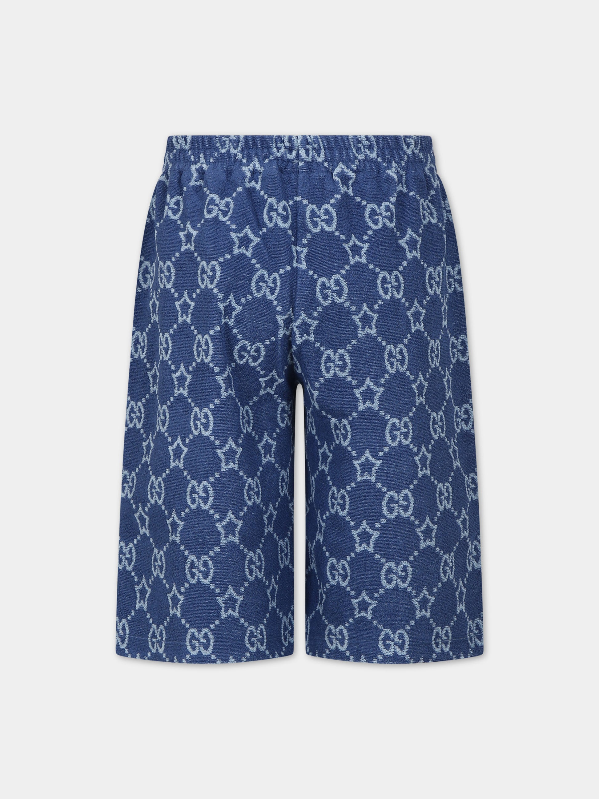 Shorts sportivo blu per bambino con stelle GG,Gucci Kids,770710 XJF5D 4695