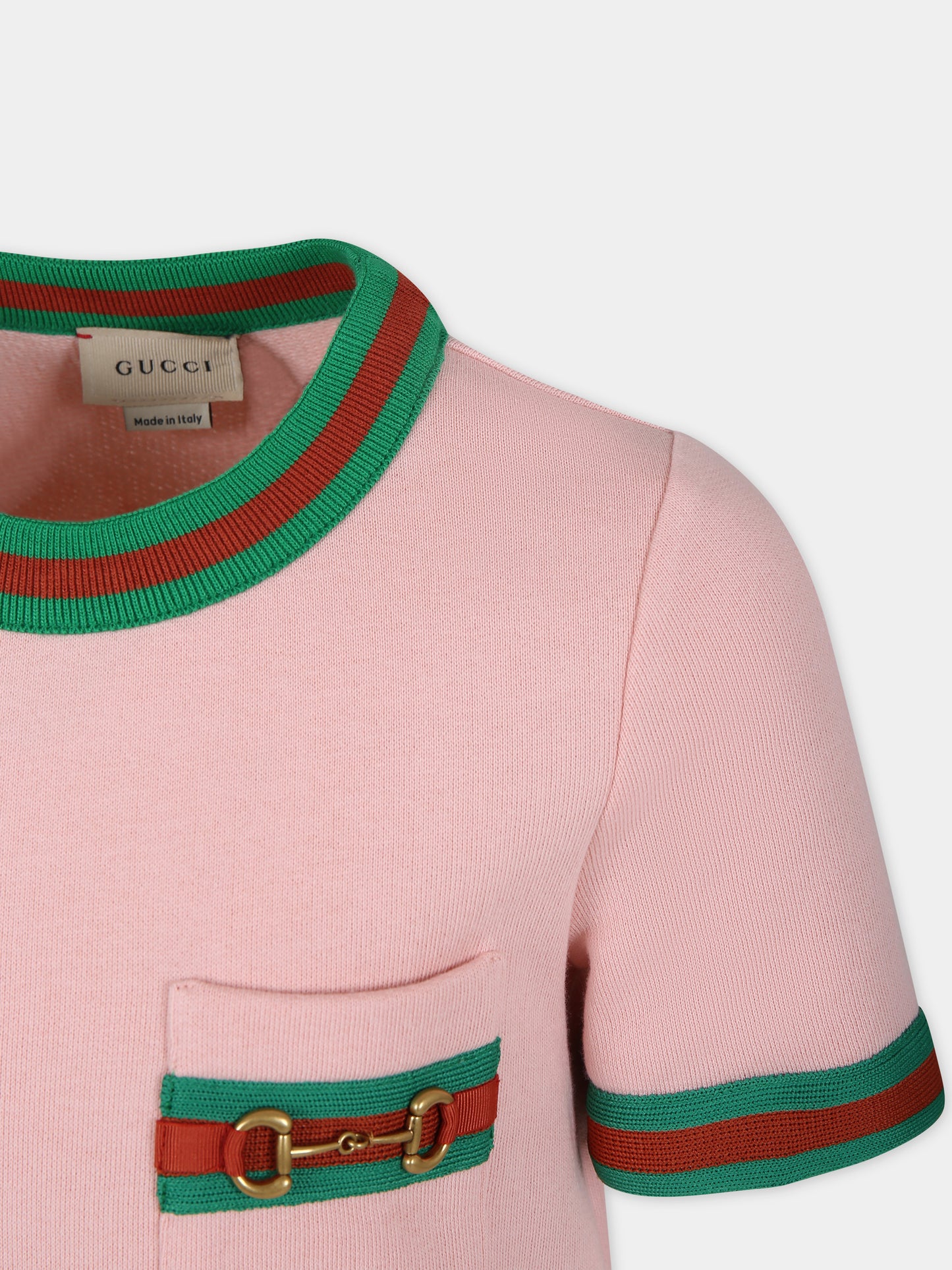 Vestito rosa per bambina con morsetto,Gucci Kids,718772 XJE3J 5658