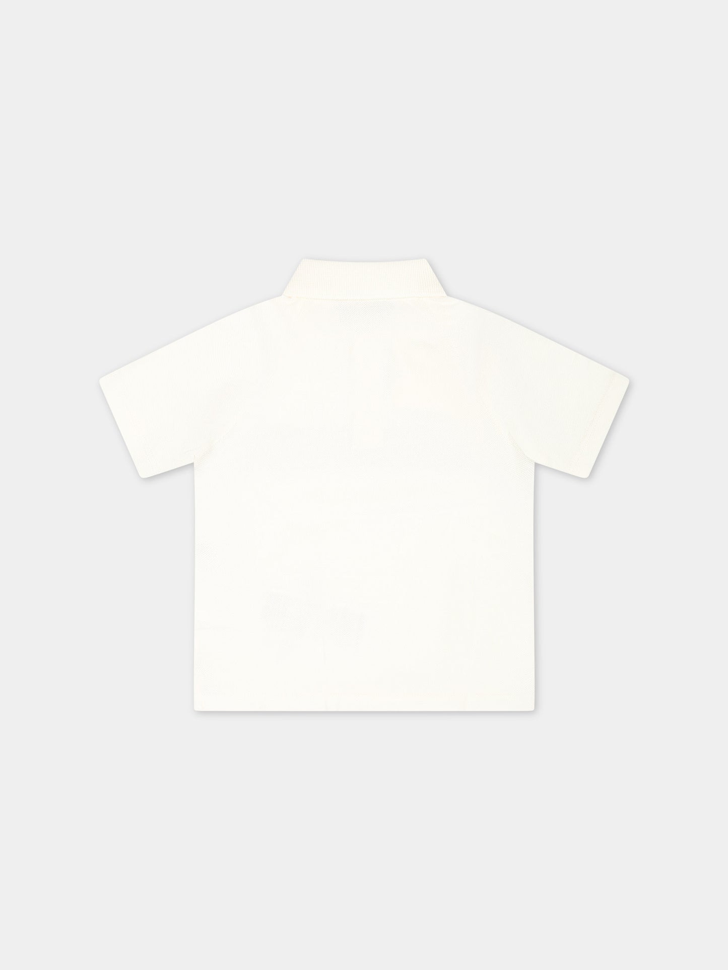 Polo bianca per neonato con dettaglio Web e logo,Gucci Kids,758819 XJF3F 9791