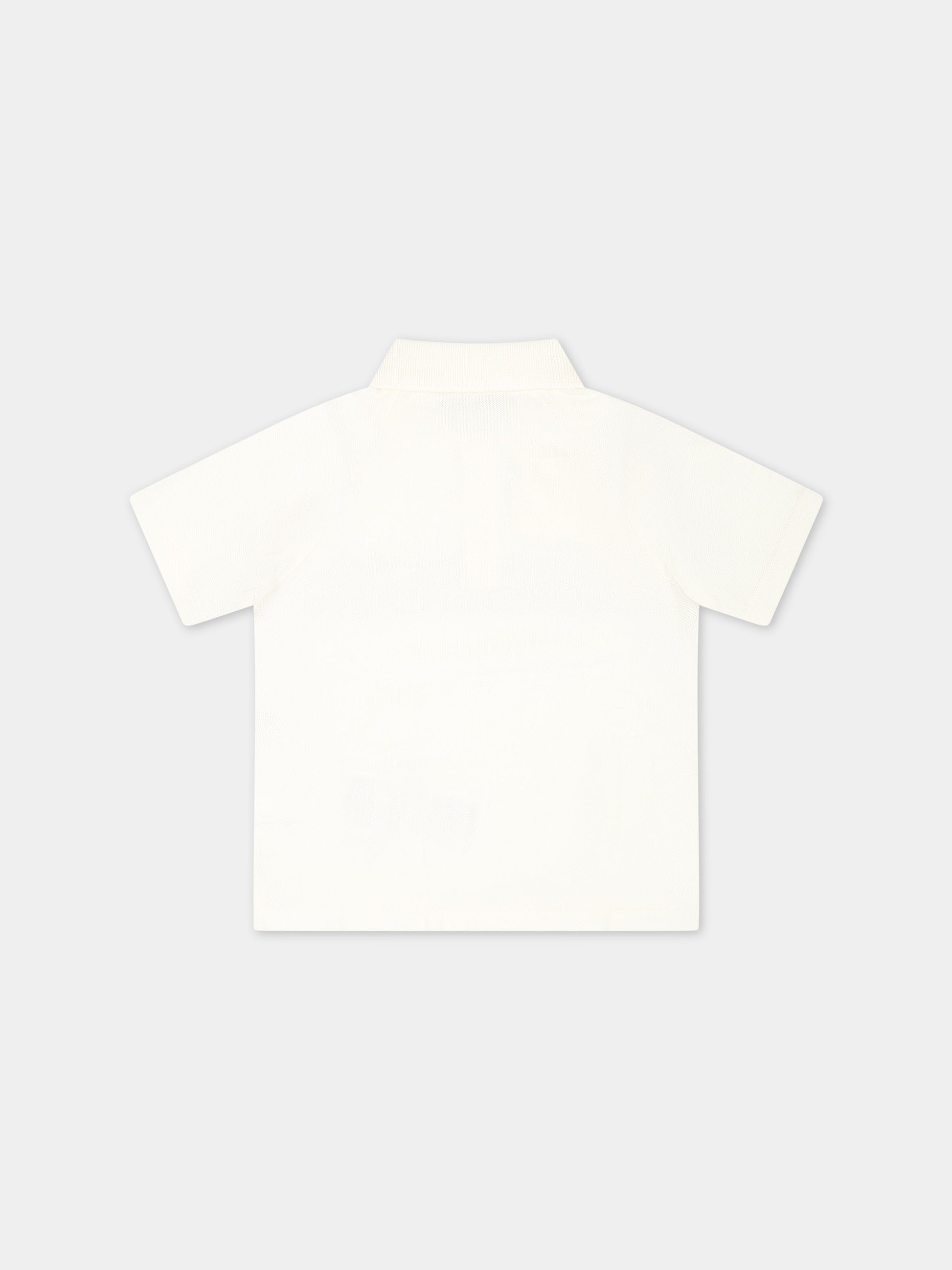 Polo bianca per neonato con dettaglio Web e logo,Gucci Kids,758819 XJF3F 9791