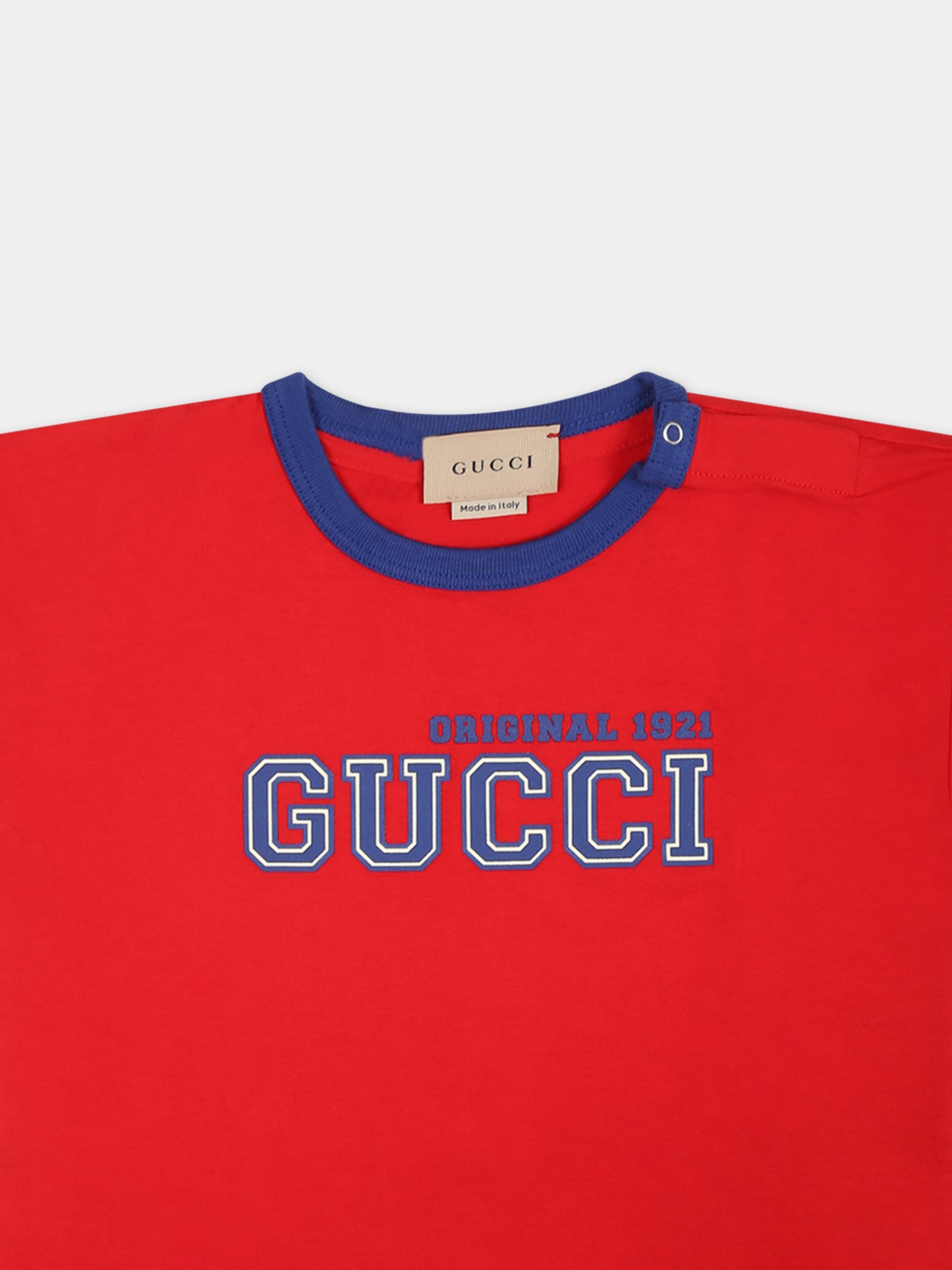 T-shirt rossa per neonato con logo,Gucci Kids,724822 XJF53 6344