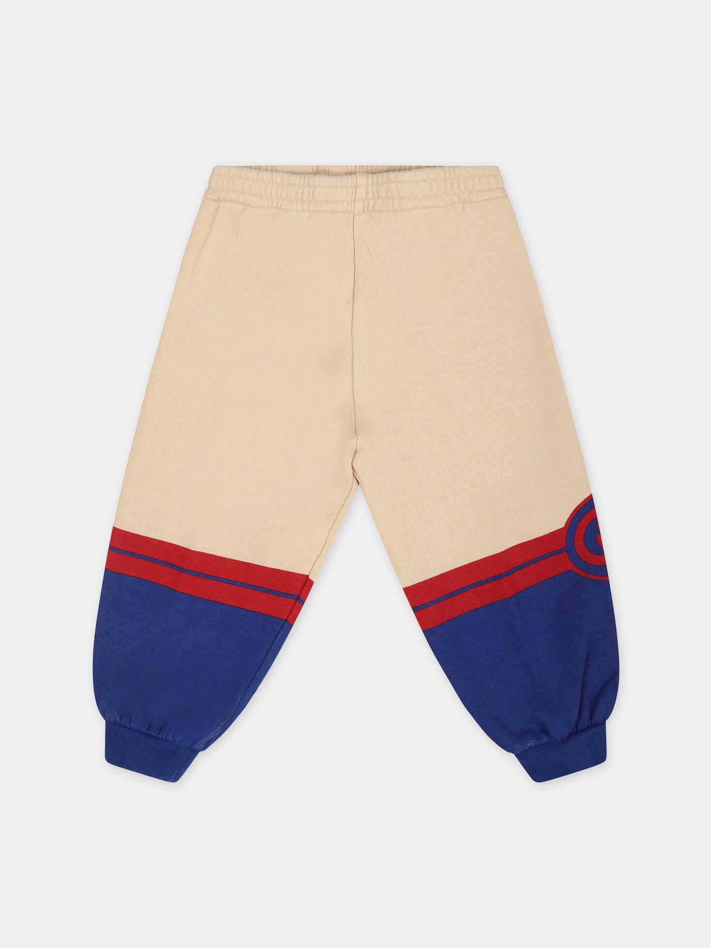 Pantaloni avorio per neonato con stampa e logo,Gucci Kids,772316 XJF5X 7524