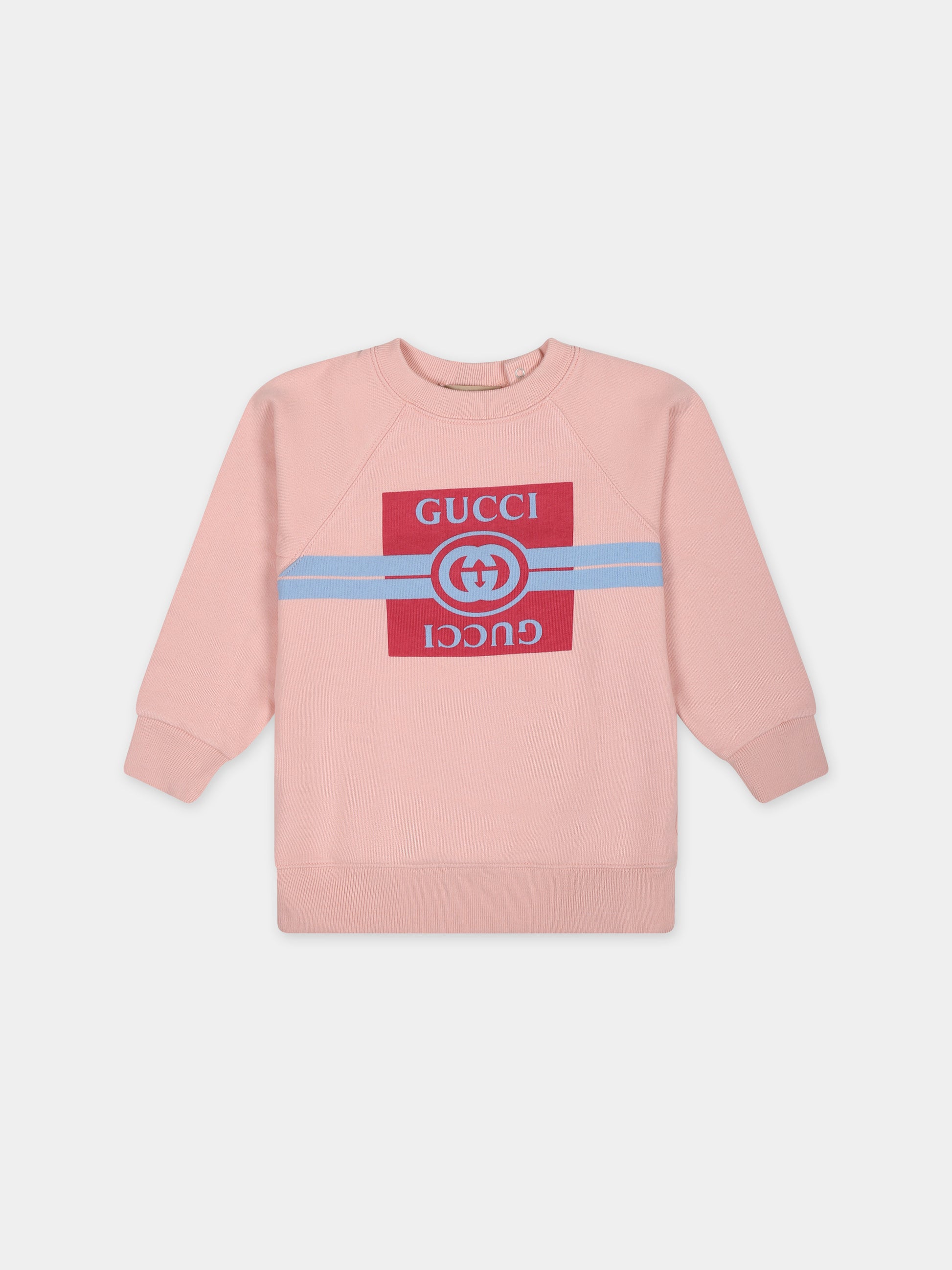 Felpa rosa per neonata con doppia G,Gucci Kids,653687 XJF5W 6372