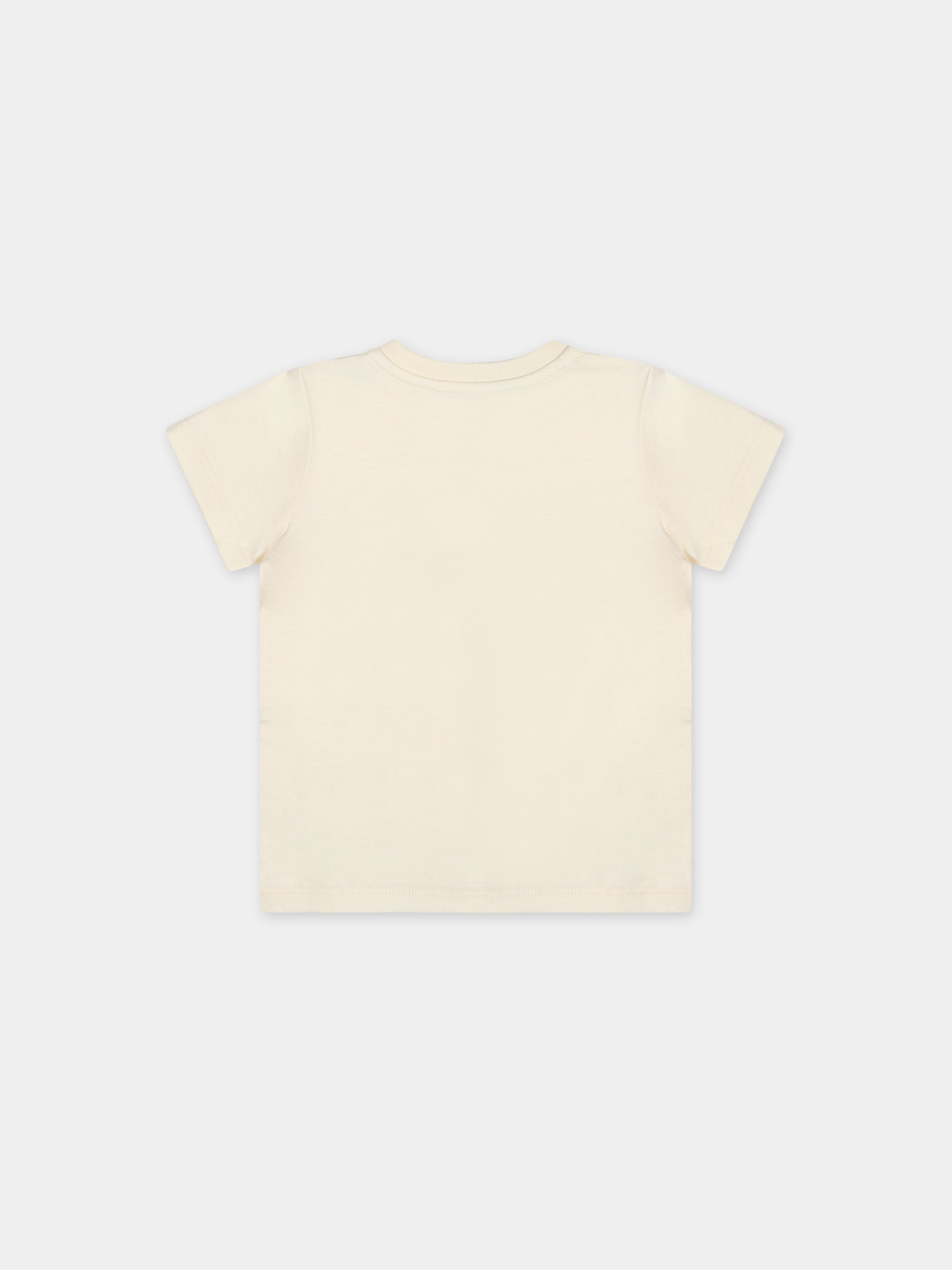 T-shirt avorio per neonata con doppia G e mela,Gucci Kids,555675 XJF86 9398