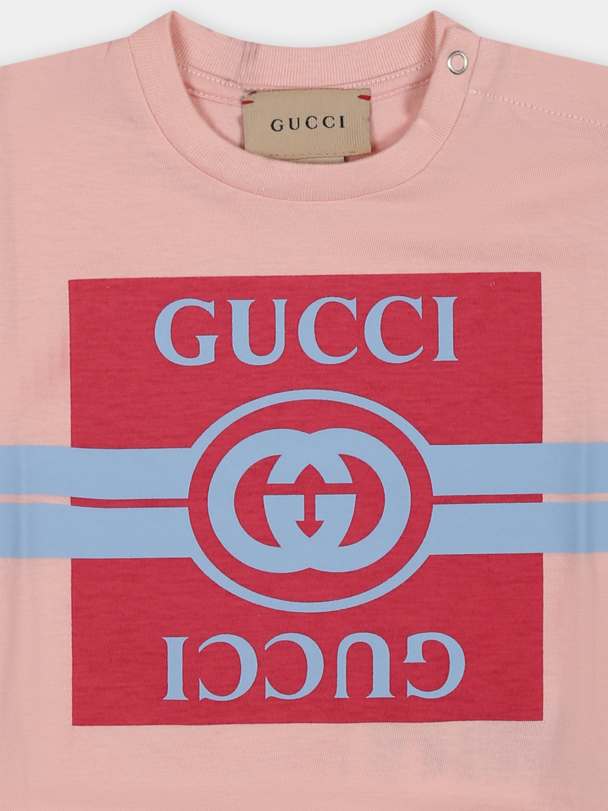 T-shirt rosa per neonata con doppia G,Gucci Kids,576871 XJF50 6372