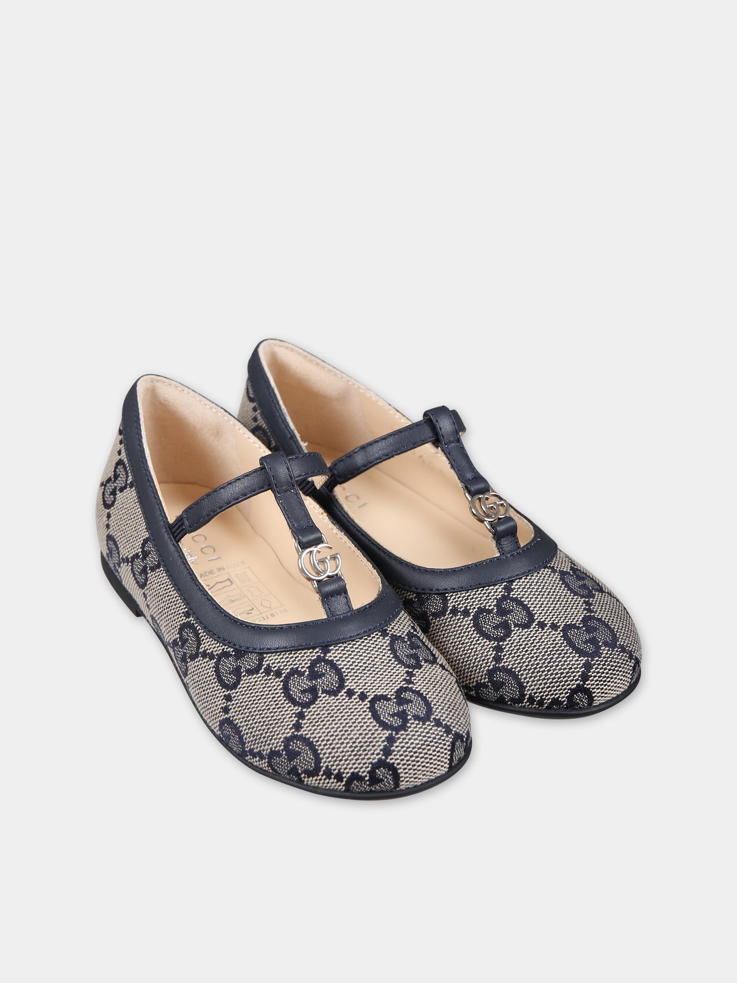 Ballerine blu per neonata con doppia G,Gucci Kids,750605 FACYJ 4057