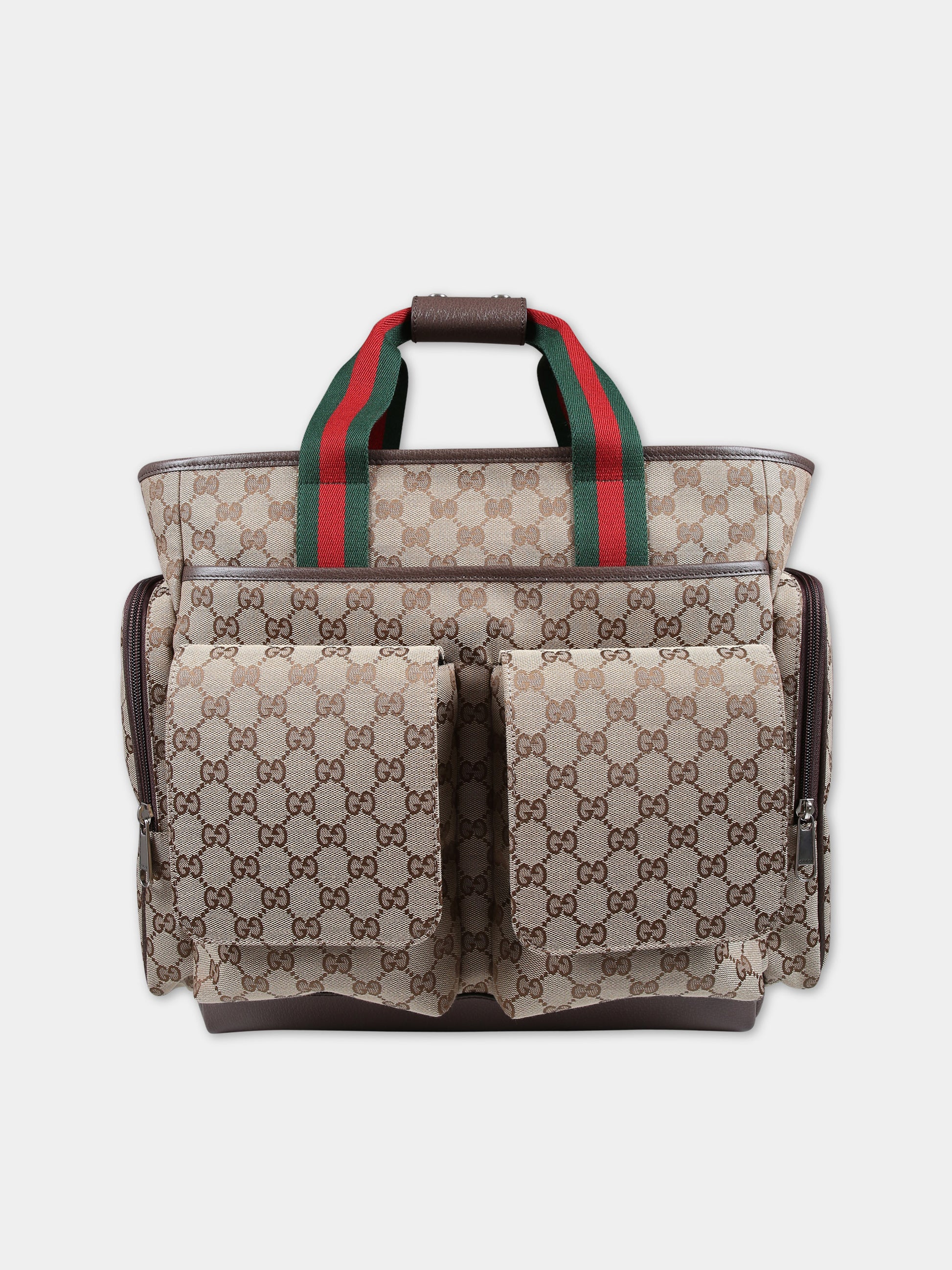 Borsa mamma beige con logo GG all-over,Gucci Kids,768116 FACPQ 8641