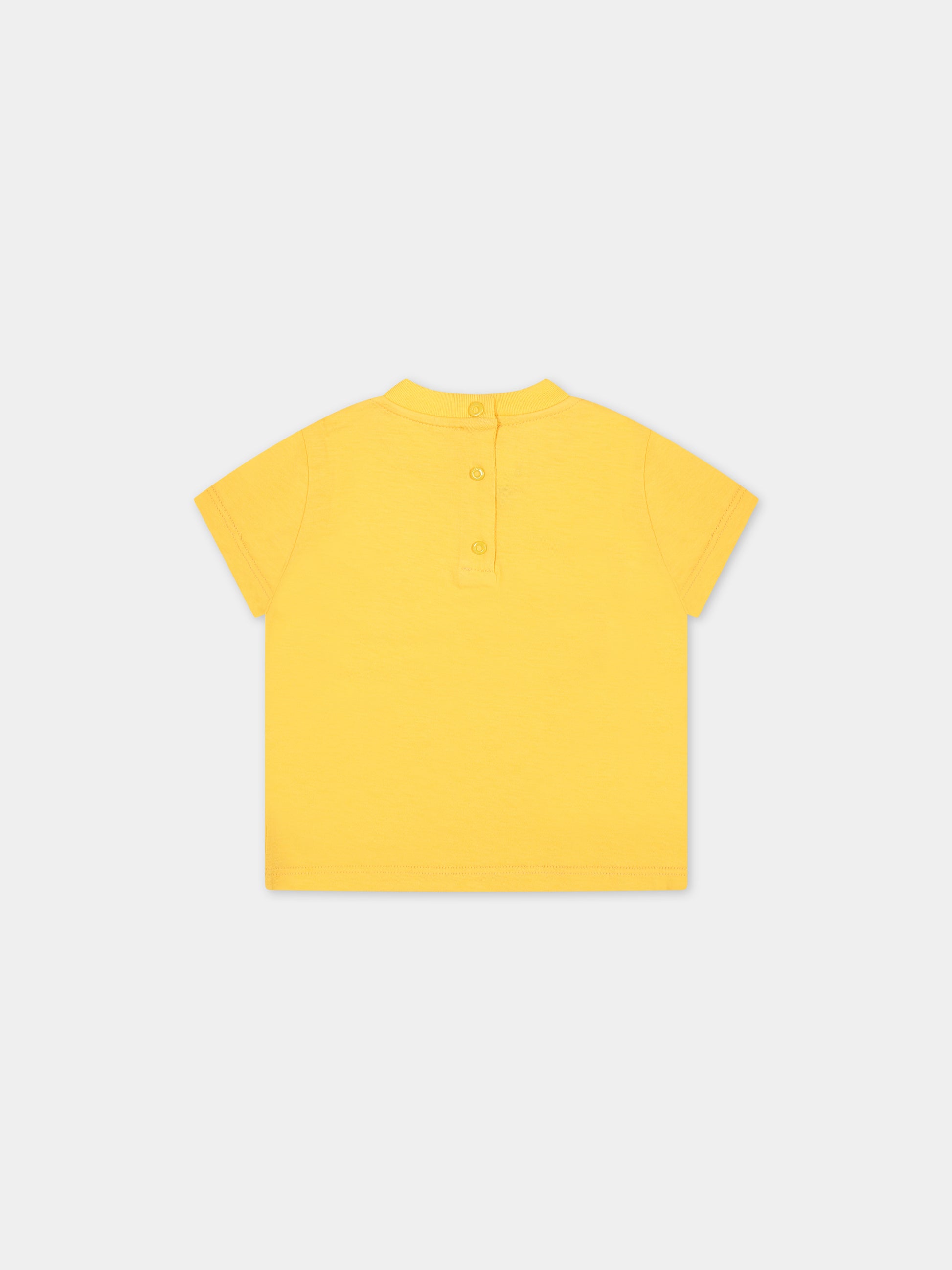 T-shirt gialla per neonato con logo,Fendi Kids,BUI074 7AJ F1MU0