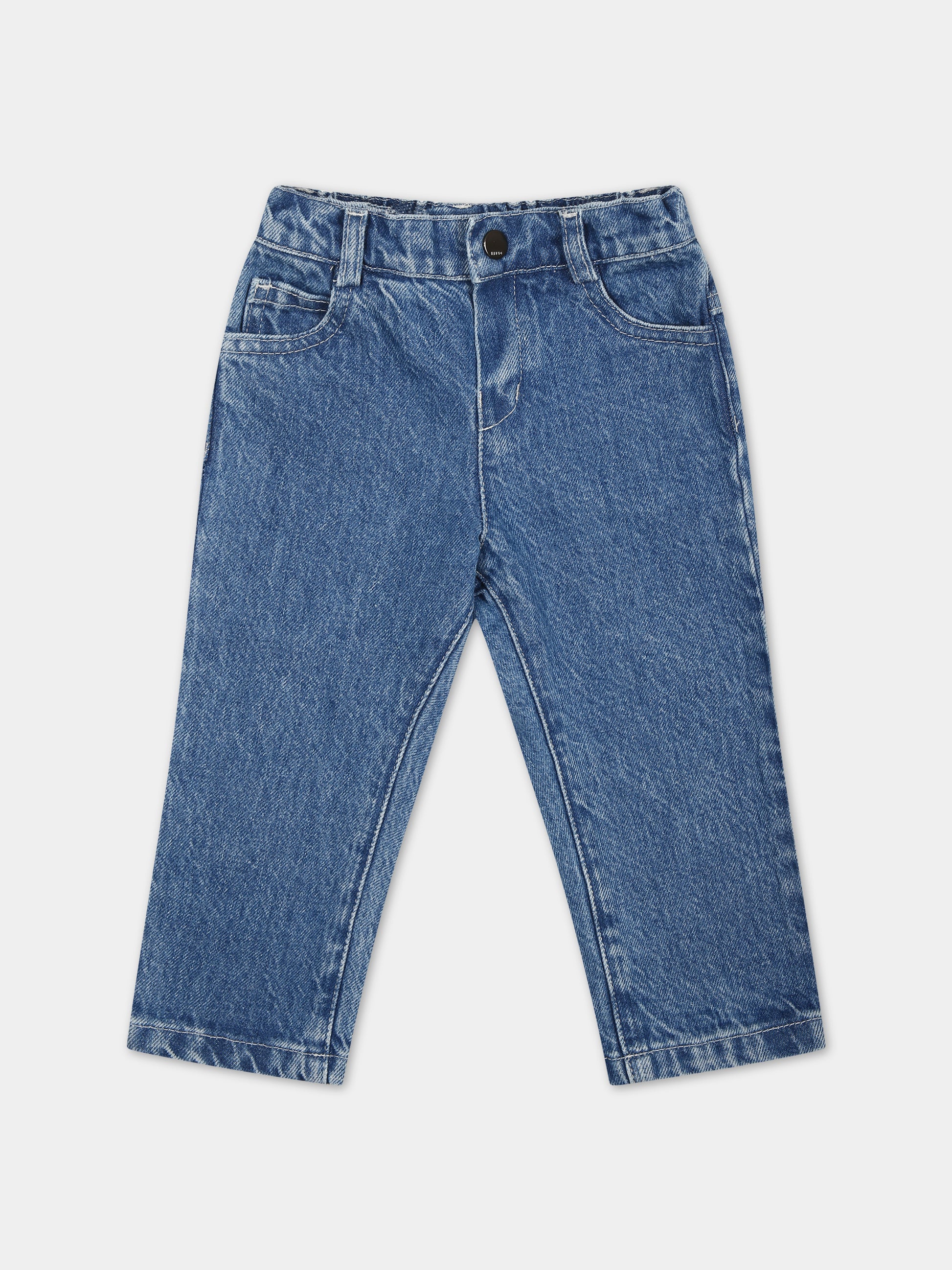 Jeans in denim per neonati con logo,Fendi Kids,BUF099 AMHX F0QG0