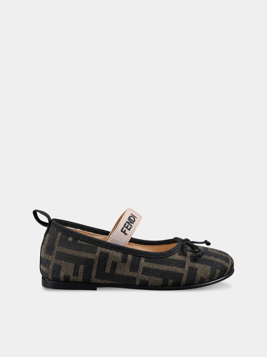 Ballerine per bambina con logo FF all over,Fendi Kids,JFR377 AQ75 F1NJB