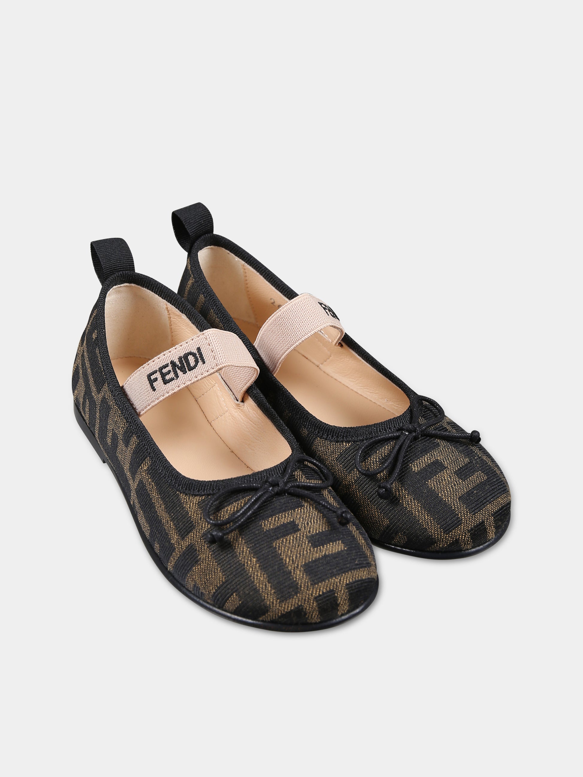 Ballerine per bambina con logo FF all over,Fendi Kids,JFR377 AQ75 F1NJB