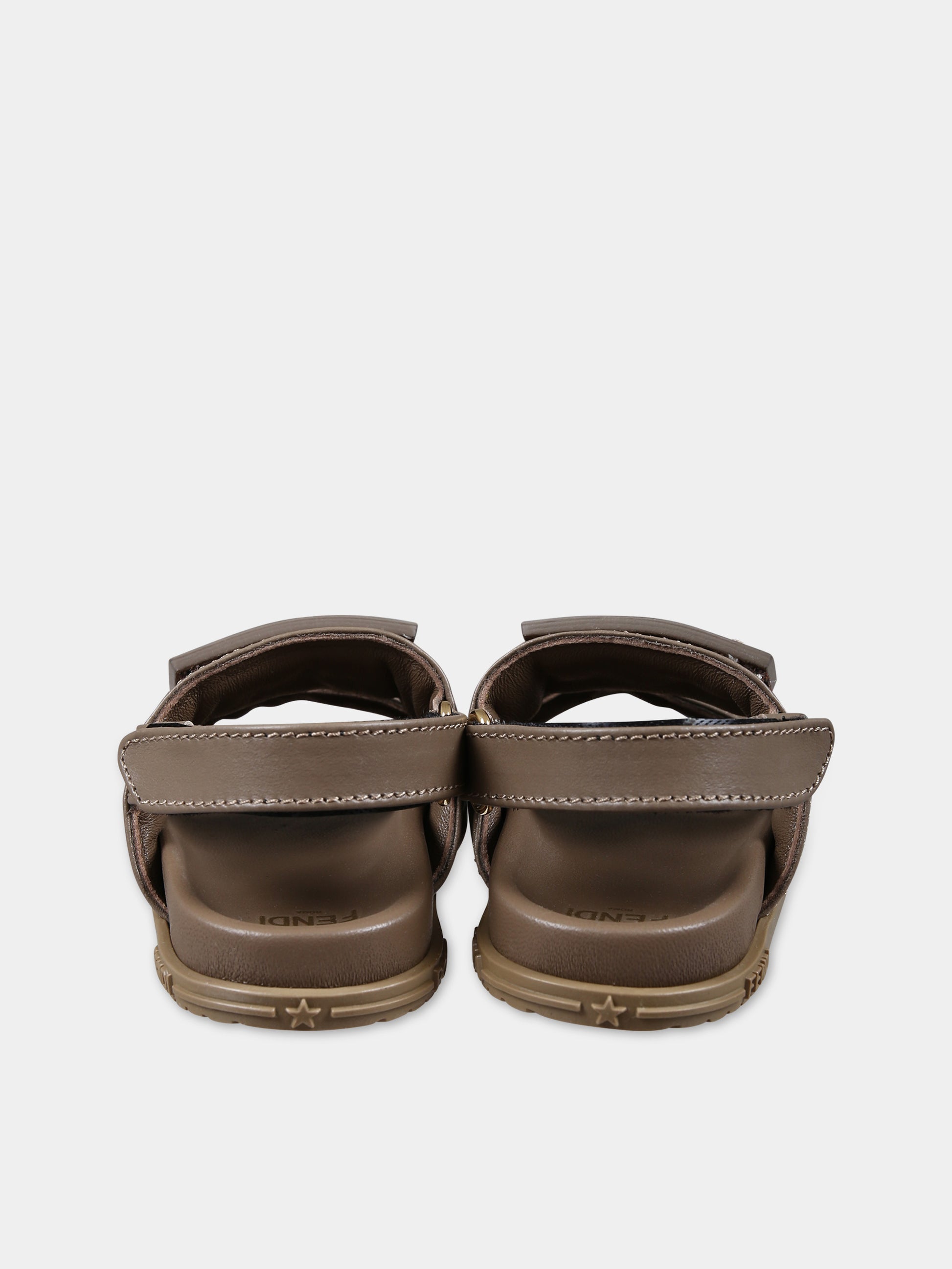 Sandali marroni per bambini con logo FF,Fendi Kids,JMR456 ALJK F1NK8