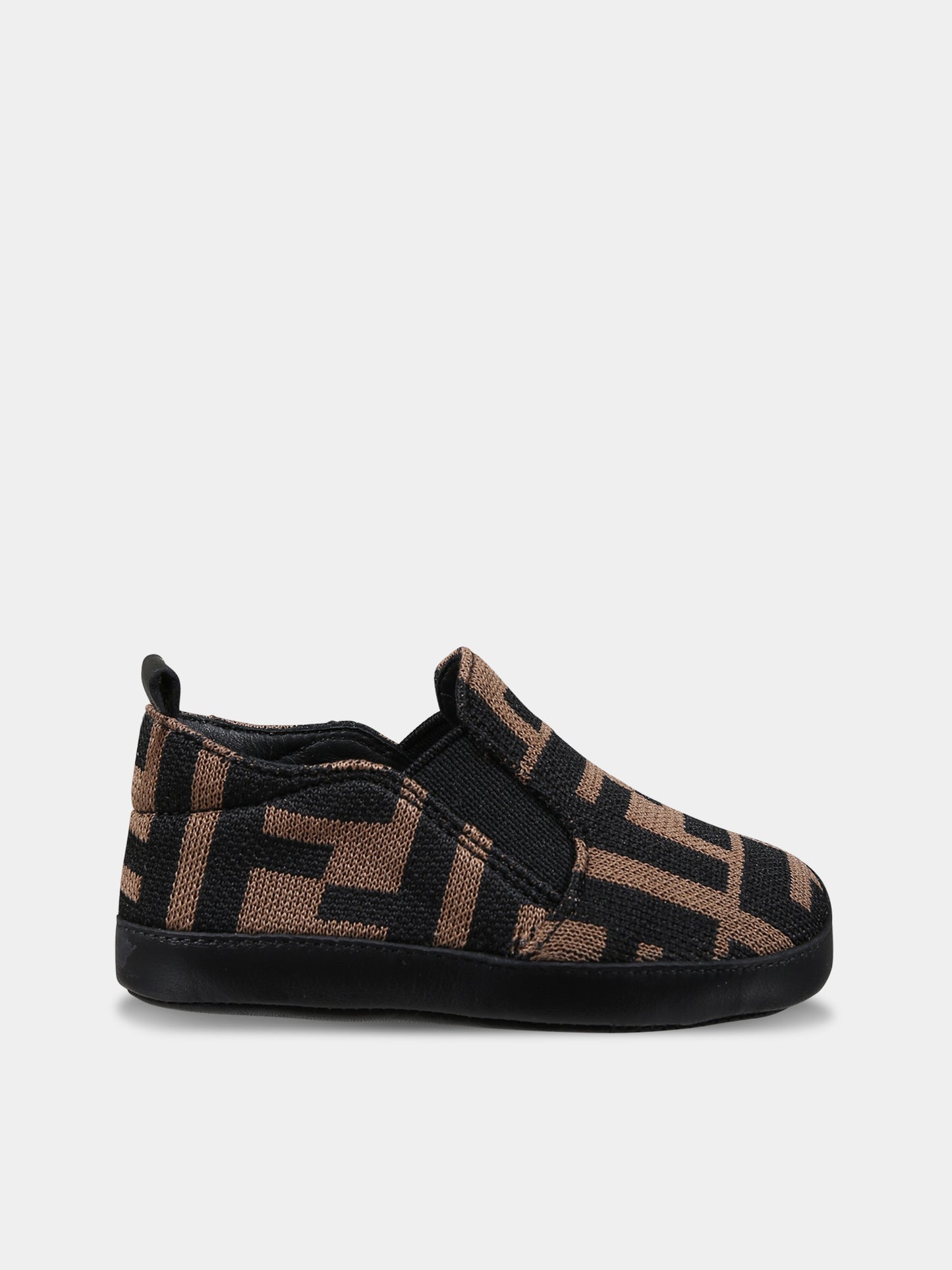 Slip-on marroni per neonati con doppie FF,Fendi Kids,BMR087 A6A6 F0E0X