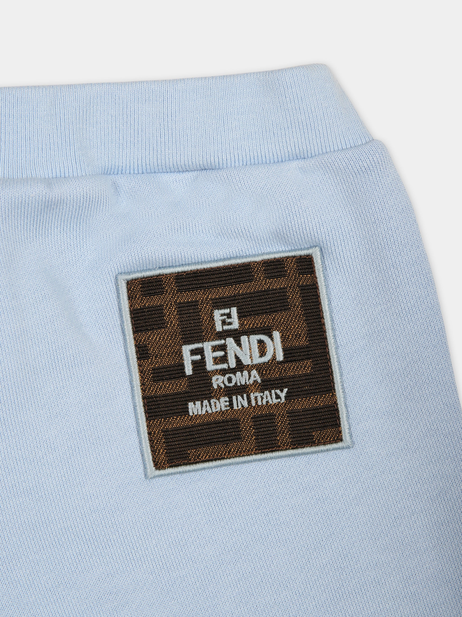 Pantaloni celesti per neonato con logo,Fendi Kids,BUF094 5V0 F11H1