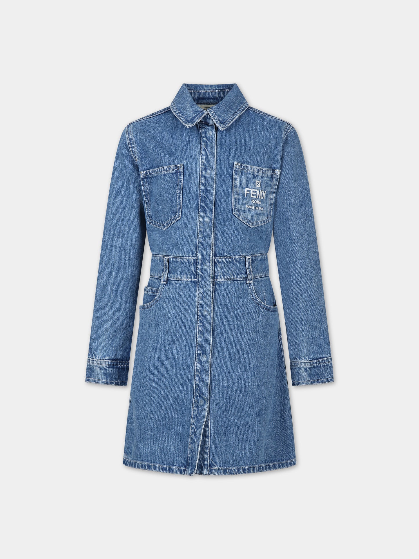 Vestito casual in denim per bambina,Fendi Kids,JFB641 AMHX F0QG0