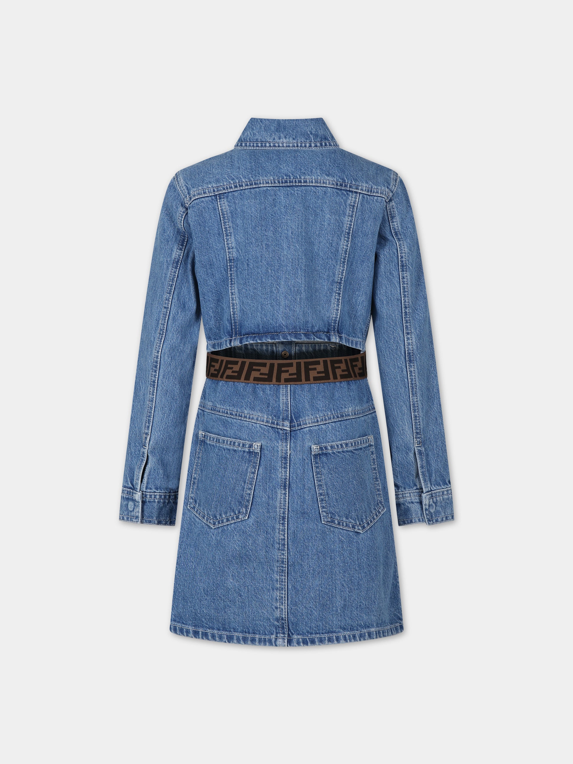 Vestito casual in denim per bambina,Fendi Kids,JFB641 AMHX F0QG0