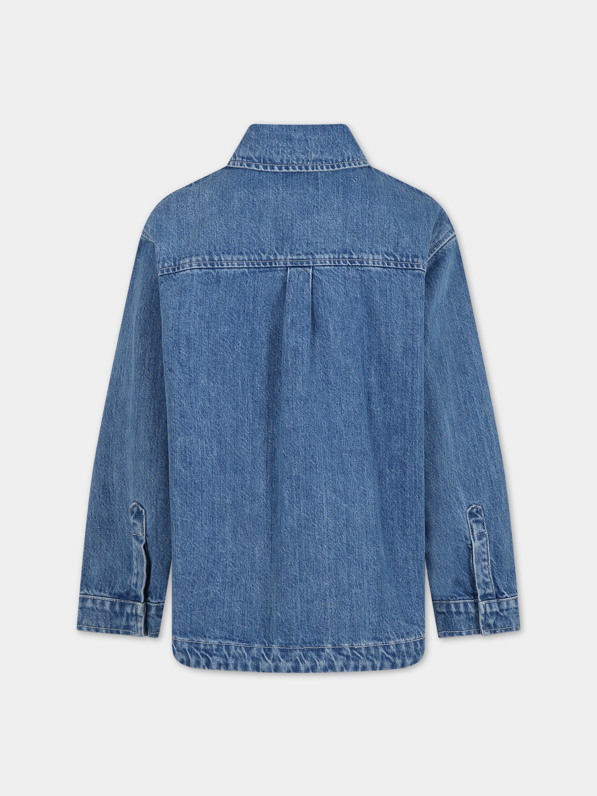 Giubbotto in denim per bambini con tasche con iconiche FF,Fendi Kids,JUA196 AMHX F0QG0