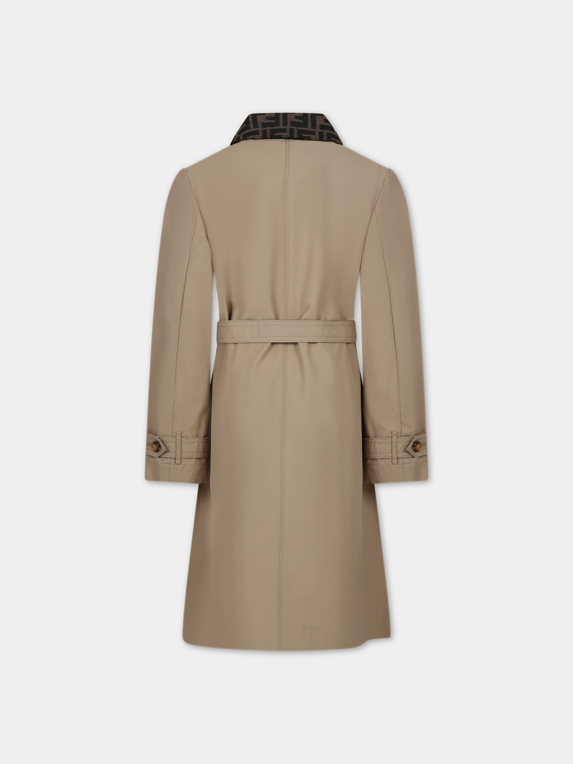 Trench beige per bambina con logo FF,Fendi Kids,JFA192 AG1W F1F4G
