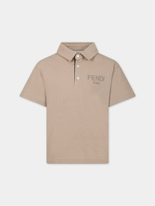 Polo beige per bambino con logo,Fendi Kids,JMI442 AVP F1B2Y