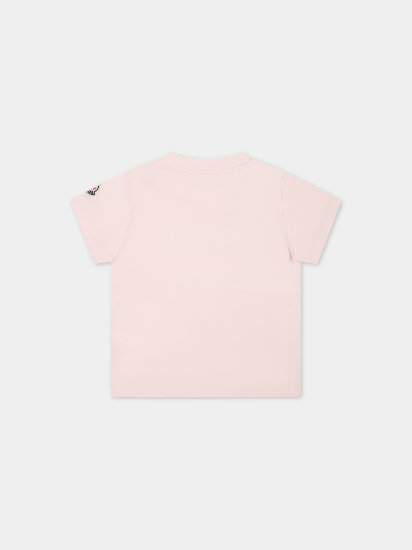 T-shirt rosa per neonata con logo,Moncler Kids,951 8C00002 8790N 504